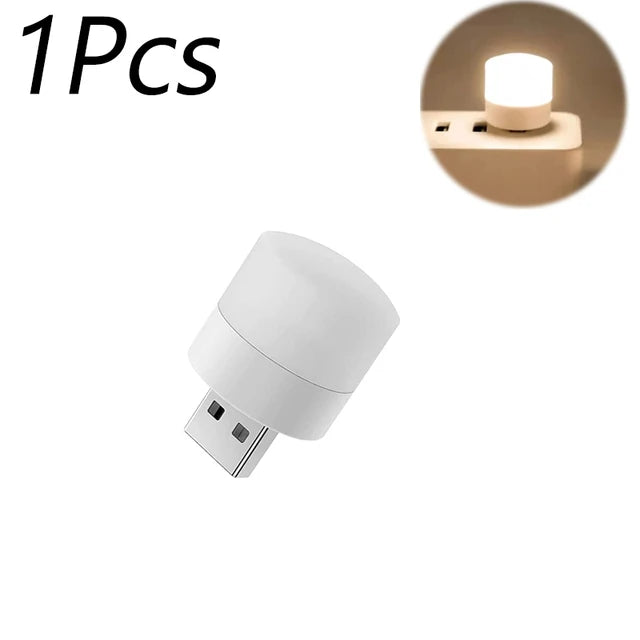 1/10Pcs Mini USB Night Light Warm White Eye Protection Book Reading Light USB Plug Computer Mobile Power Charging LED Night Lamp - covers4phones