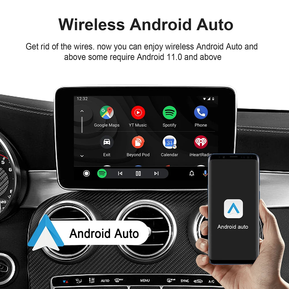 Carplay AI Box Android 13 Wireless Android Auto Smart TV Box For Youtube Netflix Toyota Mazda Hyundai Haval GMC Ford MG VW Kia - covers4phones