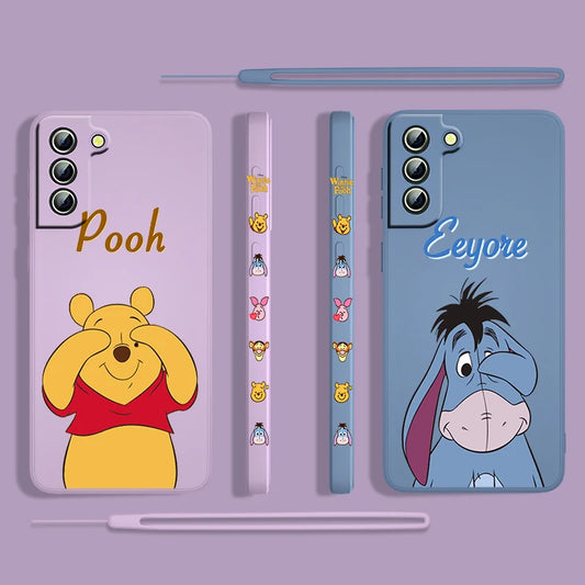 Winnie The Pooh For Samsung Galaxy S23 S22 S21 S20 S10 Note 20 10 Ultra Plus Pro FE Lite Liquid Left Rope Phone Case Coque Capa - covers4phones