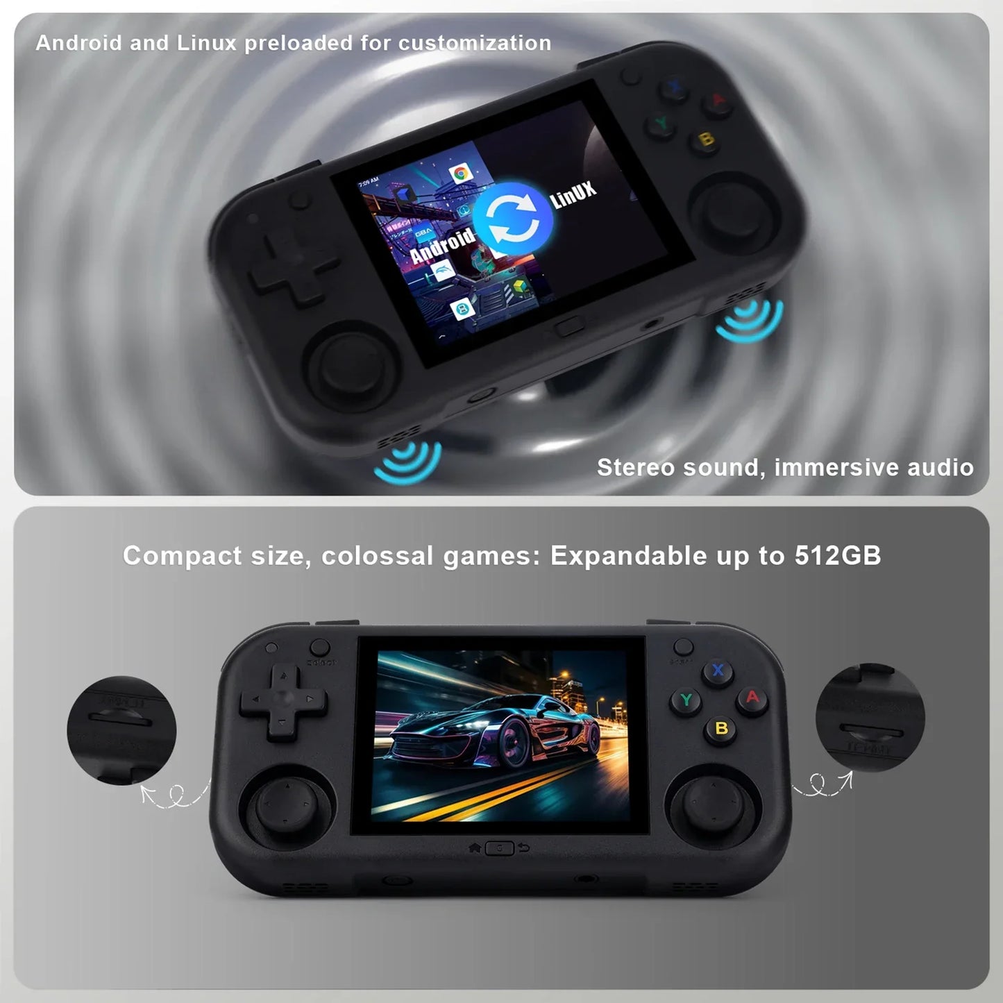 Ampown Mini Zero 28 Retro Handheld Game Console 2.8'' IPS Screen A133P Processor Android System MAGICX ZERO28 Video Player Gifts