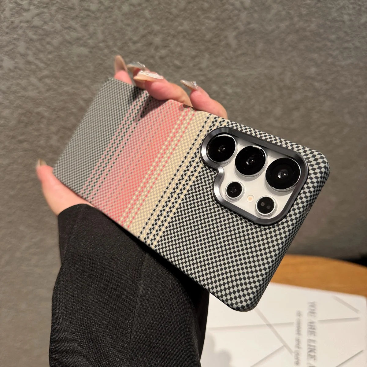 Mountain Carbon Fiber Kevlar Pattern Plastic Case For Samsung S25 S24 S23 Ultra Plus For Magsafe Magnetic Wireless Charge Cover