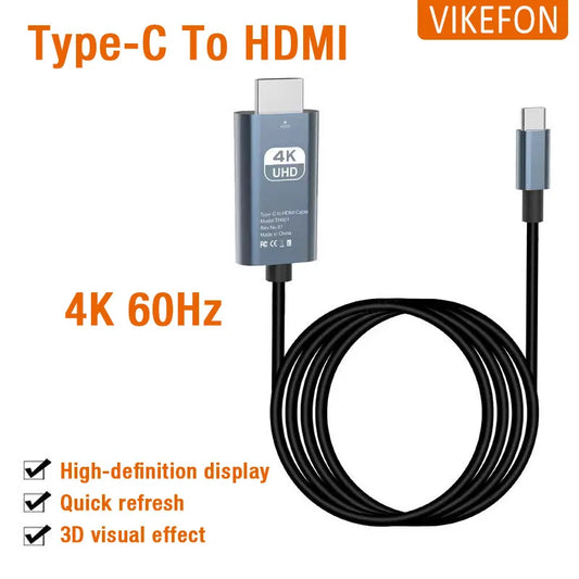 USB C to HDMI Adapter 4K 60Hz Type C Cable HDTV Converter Cable for iPhone 15 TV Converter MacBook Air iPad Samsung Book Laptop - covers4phones