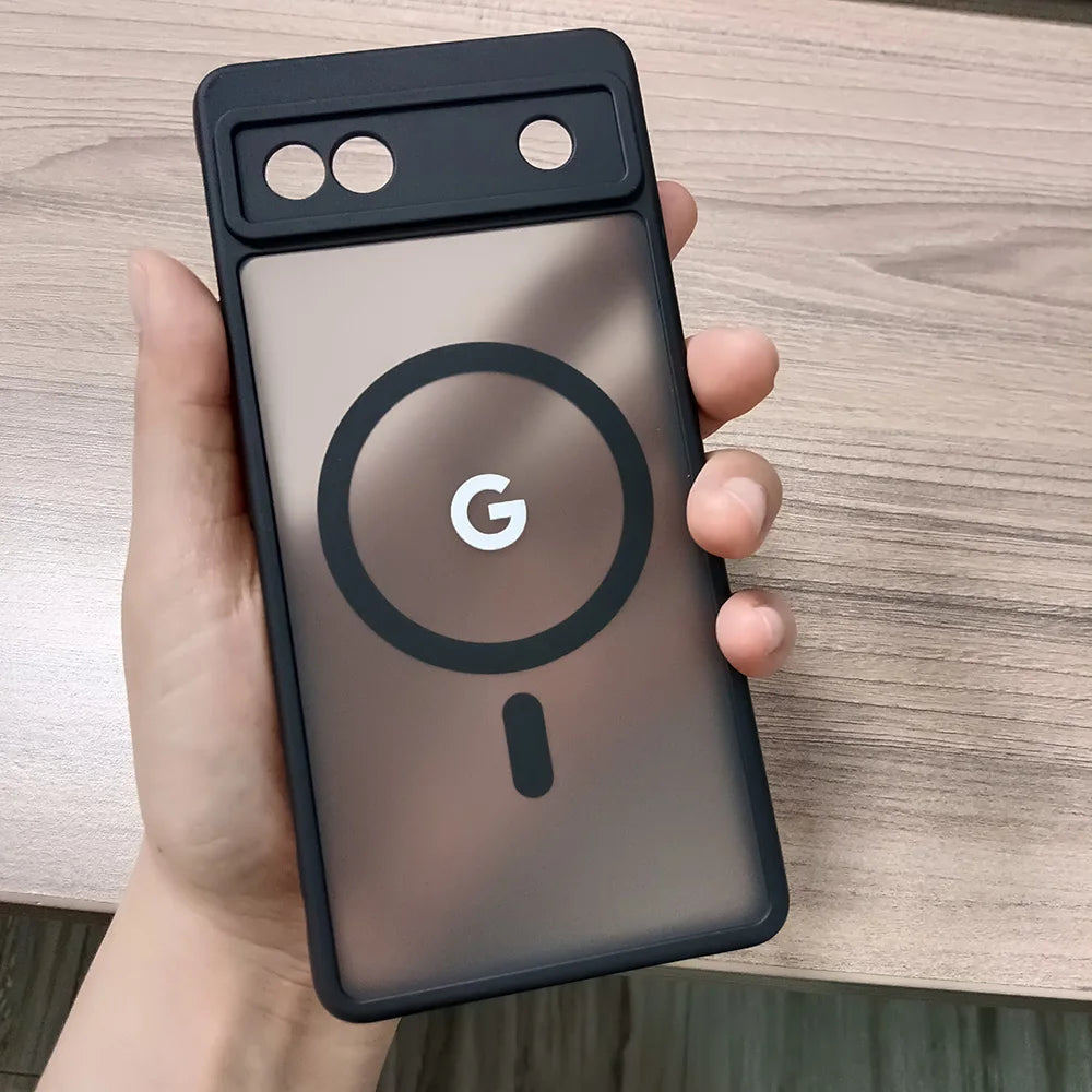 For Google Pixel 8Pro 8 8A 7Pro 7 7A 6 Case Magnetic Charging Matte Clear Shockproof Cover Wireless Charging Translucent Frosted