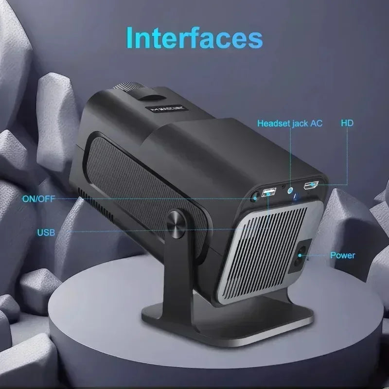 HY320 Mini Newly Native 720P Android 11 4K Projector 300ANSI Wifi6 BT5.0 Cinema Outdoor Portable 180° Rotable Projector - covers4phones