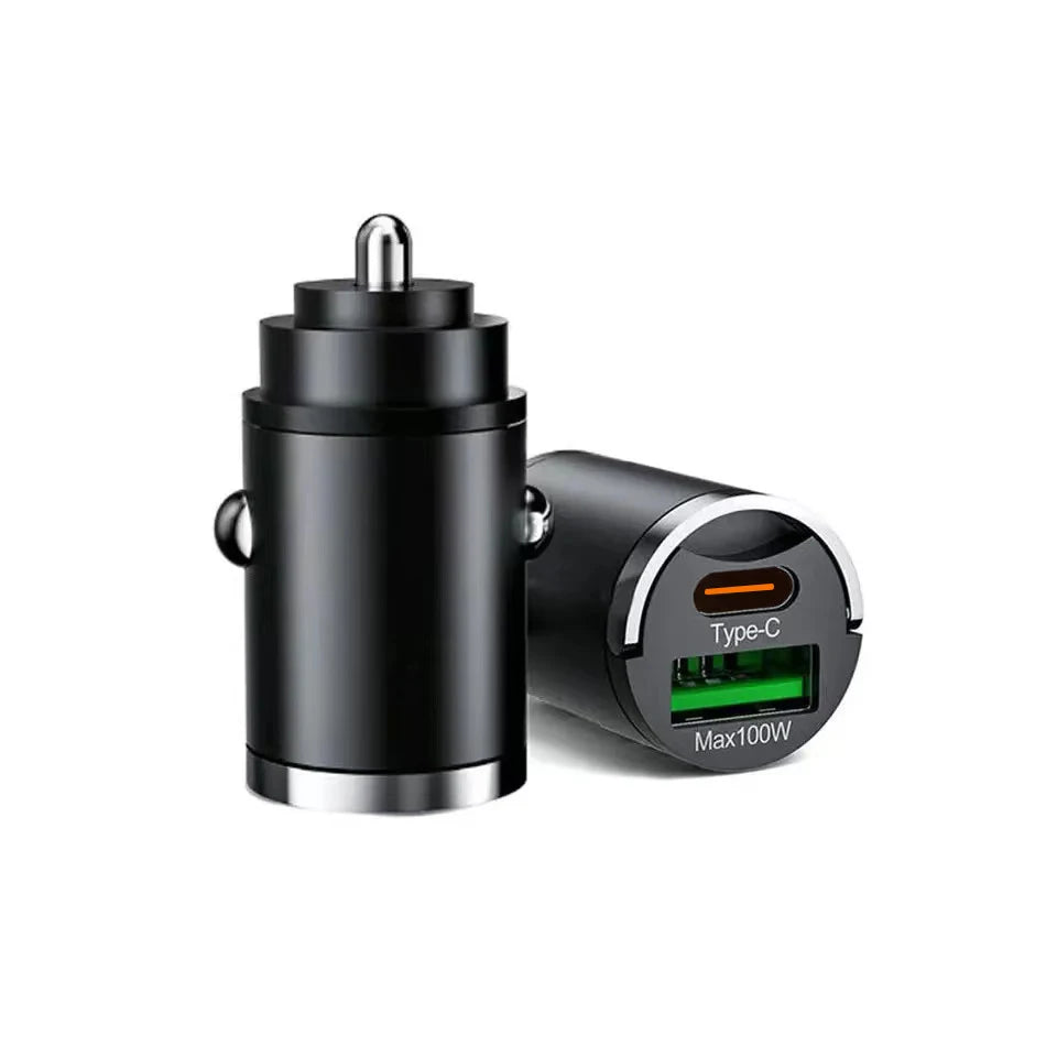 100W USB Car Charger Dual Ports Fast Charging Car Phone Charger For iPhone Samsung Xiaomi Quick Charge 3.0 Type C Charger In Car - covers4phones