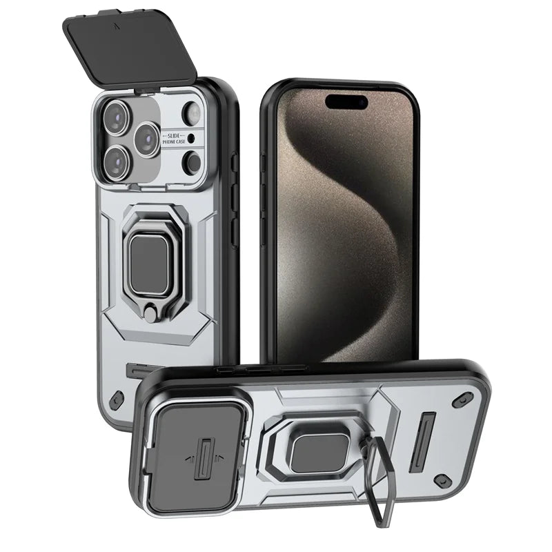 Armor Funda For iphone 17 Pro Max 5G Case Slide Camera Protect Ring Holder Cover For iphone17 Air Coque Capa