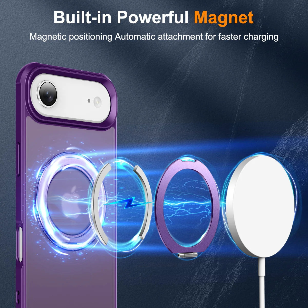 For iPhone 17/17 Pro/17 pro Max/17 Air Case with 360° Rotatable Matte Magnetic Ring Hidden Stand Drop-Proof Protection