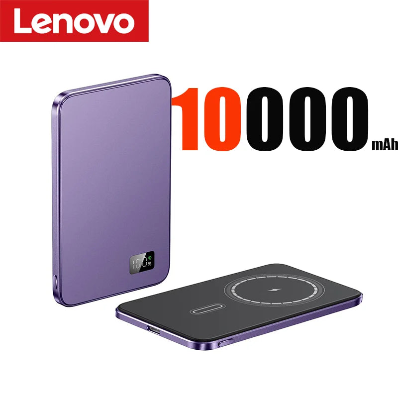 Lenovo 10000mAh Thin Magnetic Wireless Power Bank PD20W Fast Charging Portable External Battery for Magsafe For iPhone15 14 13 - covers4phones