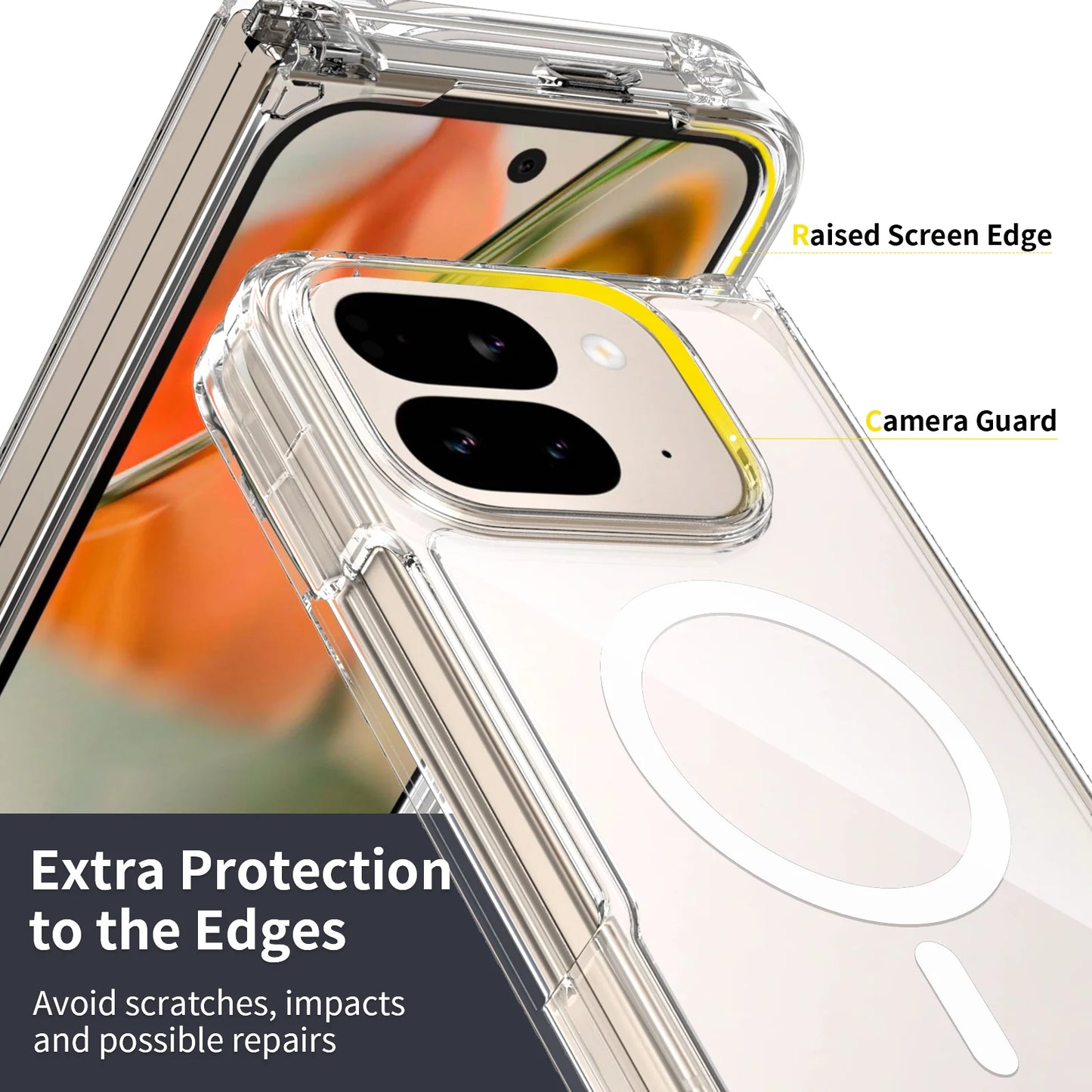 Pixel 10 Pro Fold Clear Phone Case, Compatible with MagSafe Drop Protection Protection Cover For Google Pixel 10 Pro Fold