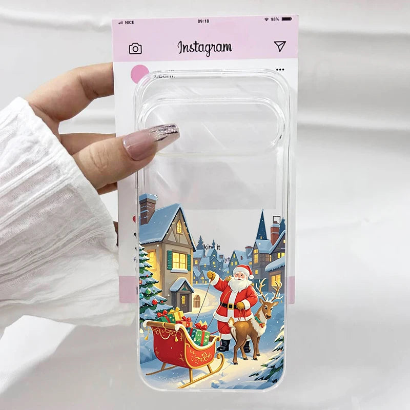 Christmas Tree Golden Bow Graphic Phone Case For Google Pixel 9 Pro XL 10 Pro 8 Pro 5G 6 7 8 8A Cute Clear Soft TPU Cover Fundas