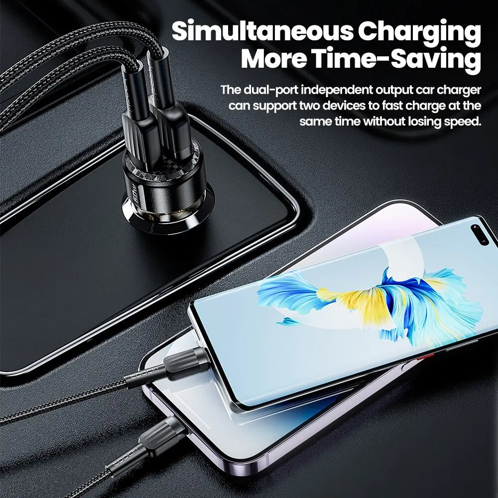 Toocki 60W Car Charger 30W Quick Charge Transparent Case PD 27W for iPhone 15 14 13 12 Xiaomi Poco Samsung Fast Charger Charging - covers4phones