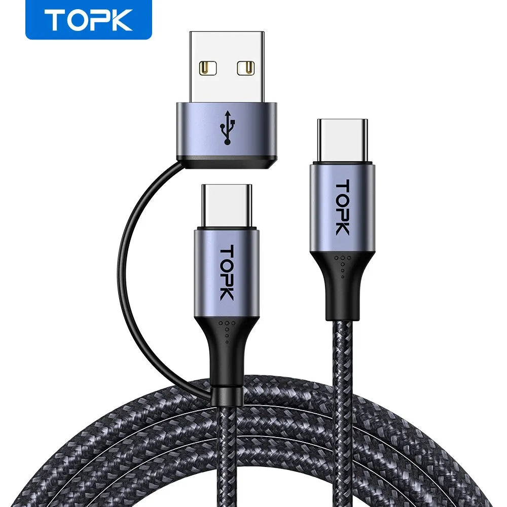 TOPK 60W PD Fast Charger Cable USB C to USB Type C Cable for MacBook Pro USB C PD Cable Fast Charging for Samsung Xiaomii - covers4phones
