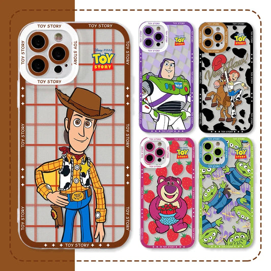 Toy Story Woody Alien Phone Case for iPhone 16 15 14 Plus 13 12 Mini 11 Pro Max X Xs XR 7 8 Border Print Transparent Soft Cover - covers4phones
