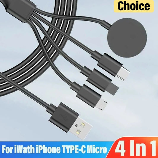 4 In 1 Magnetic Wireless Charger USB Type C PD Charging Cable Fast Watchfor iPhone 14 /Android Apple Watch iWatch 1-9 Ultra SE - covers4phones
