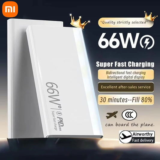 Xiaomi  Power Bank 66W Super Fast Comes With 200000mAh Led Display PD 20W Fast Charge Cable Large Capacity Gift Mobile PowerBank