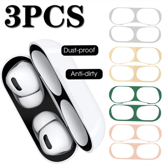 1-3Pcs Dust-proof Scratch Proof Cover for Apple AirPods Pro 2 Bluetooth Headset Dust-proof Inside Protection Film Metal Stickers - covers4phones
