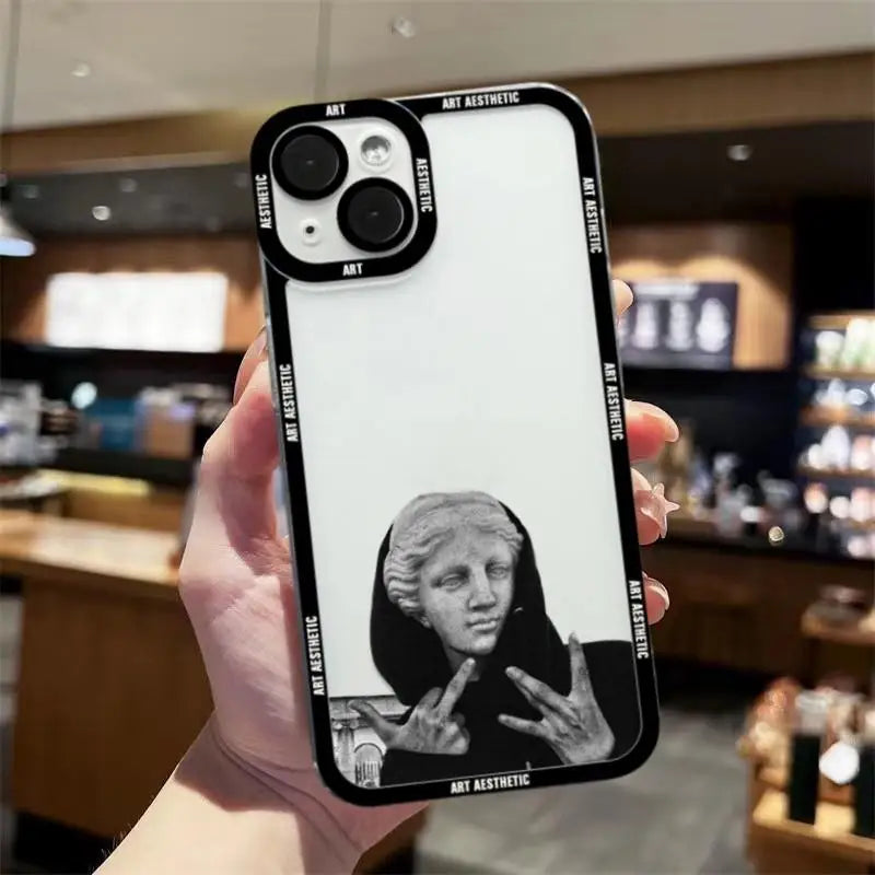 Art Aesthetic David Mona Lisa Van Gogh Case for IPhone 15 Pro Max 14 11 12 13 Mini XR XS 7 8 6 6S Plus SE Soft TPU Back Cover - covers4phones