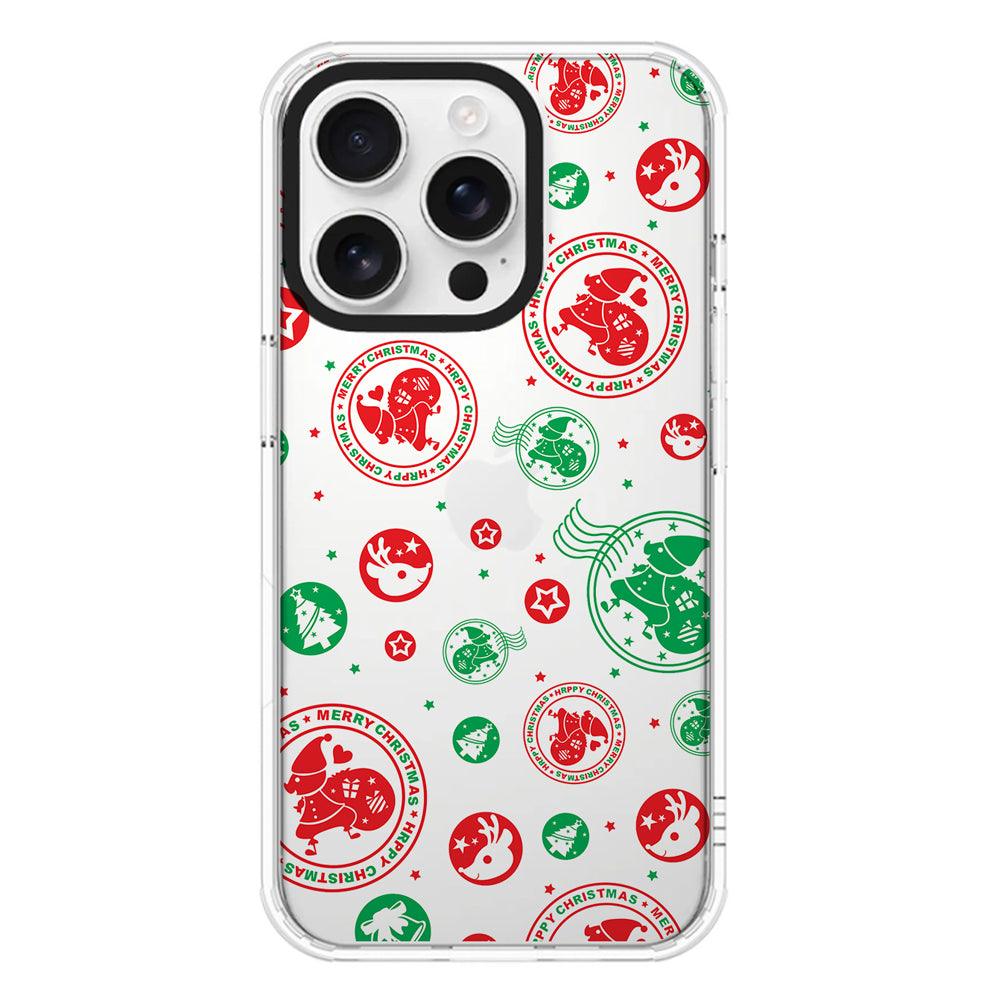 Iphone Clear Soft Silicon Case Happy Christmas In Red N Green - covers4phones
