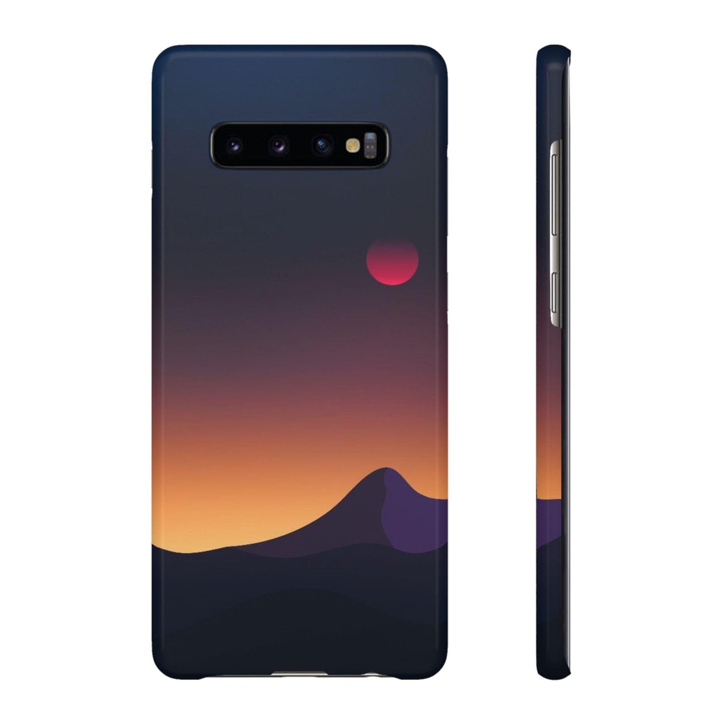 Samsung Soft Silicon Case with Minimalist Sunset Mountain Landscape Design - covers4phones