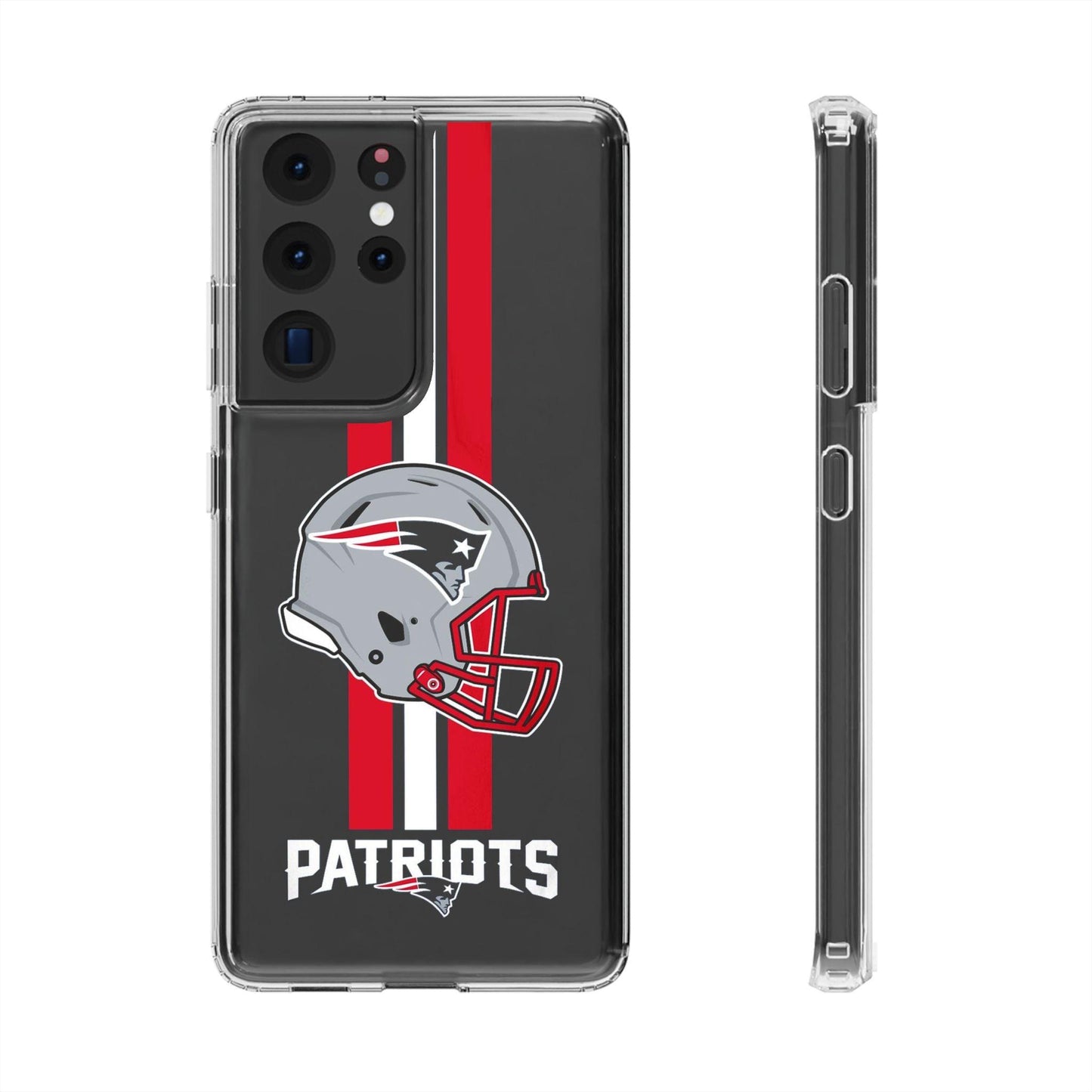NFL New England Patriots Red & White Printed Clear Silicone Phone Case for Samsung - covers4phones