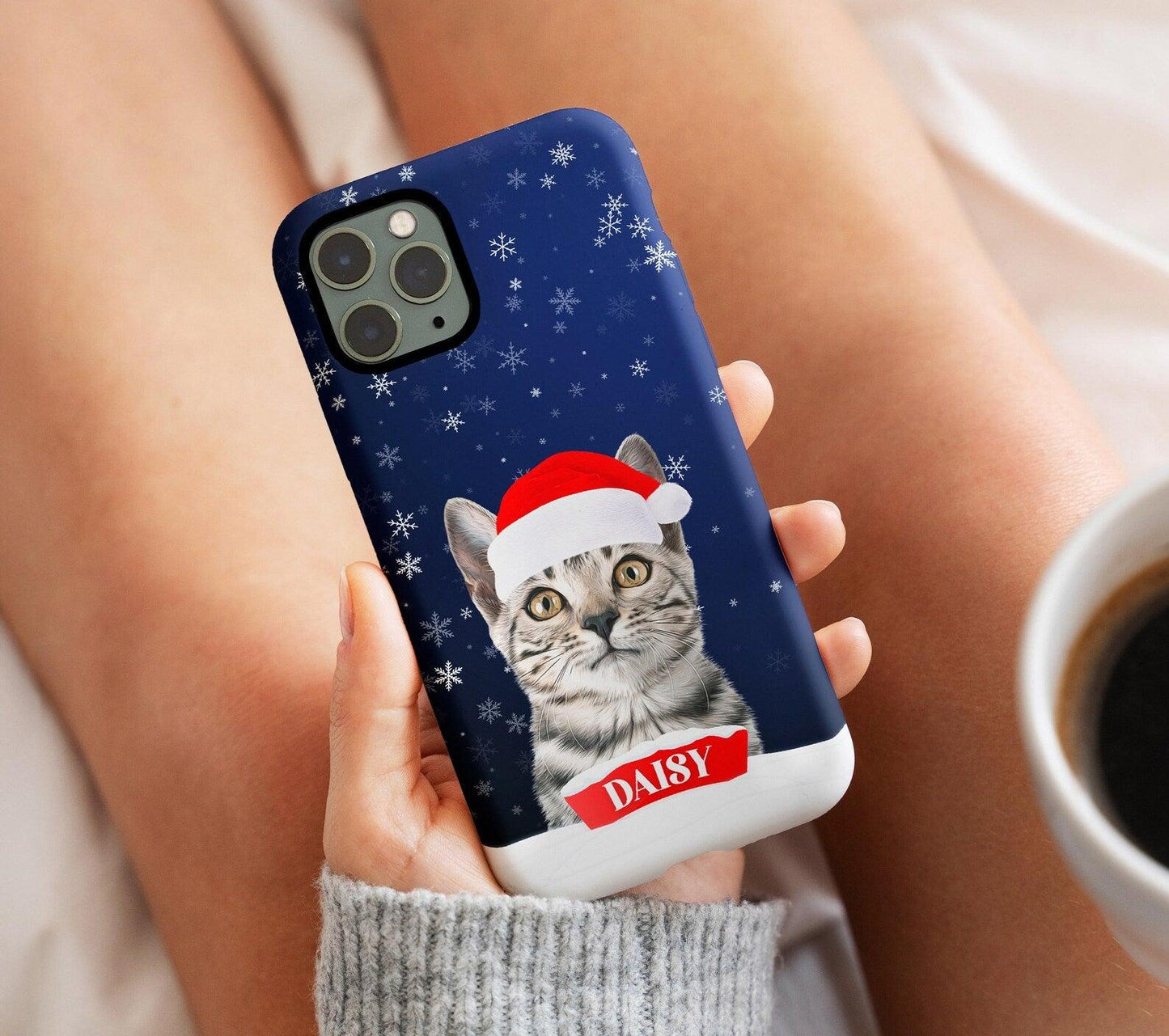 Custom Pet Christmas Phone Case with Dog Cat Photo, Personalized Gift - covers4phones