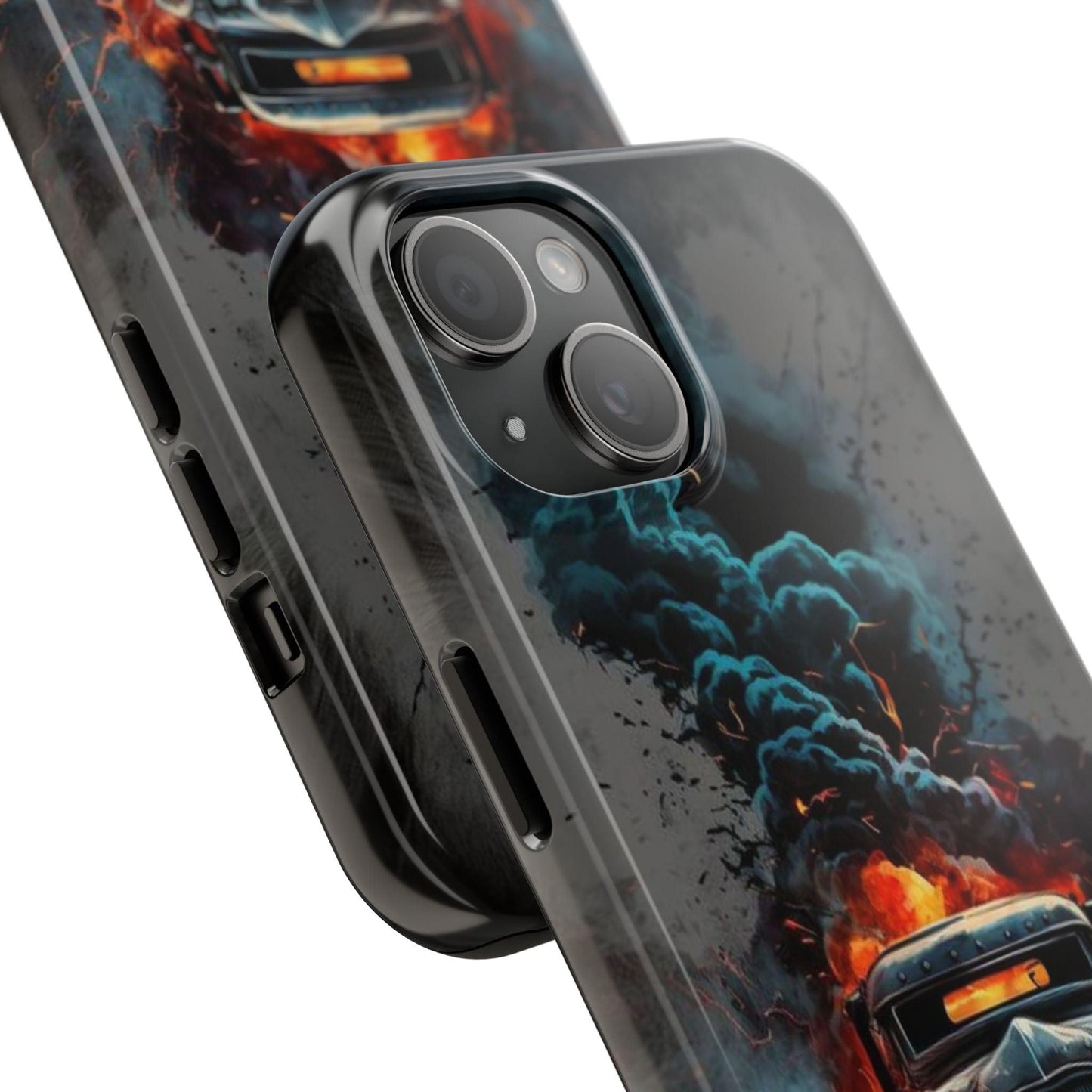 Revving Flames: A Hot Rod Phone Cover Featuring Intense Fire and Smoke Effects - covers4phones