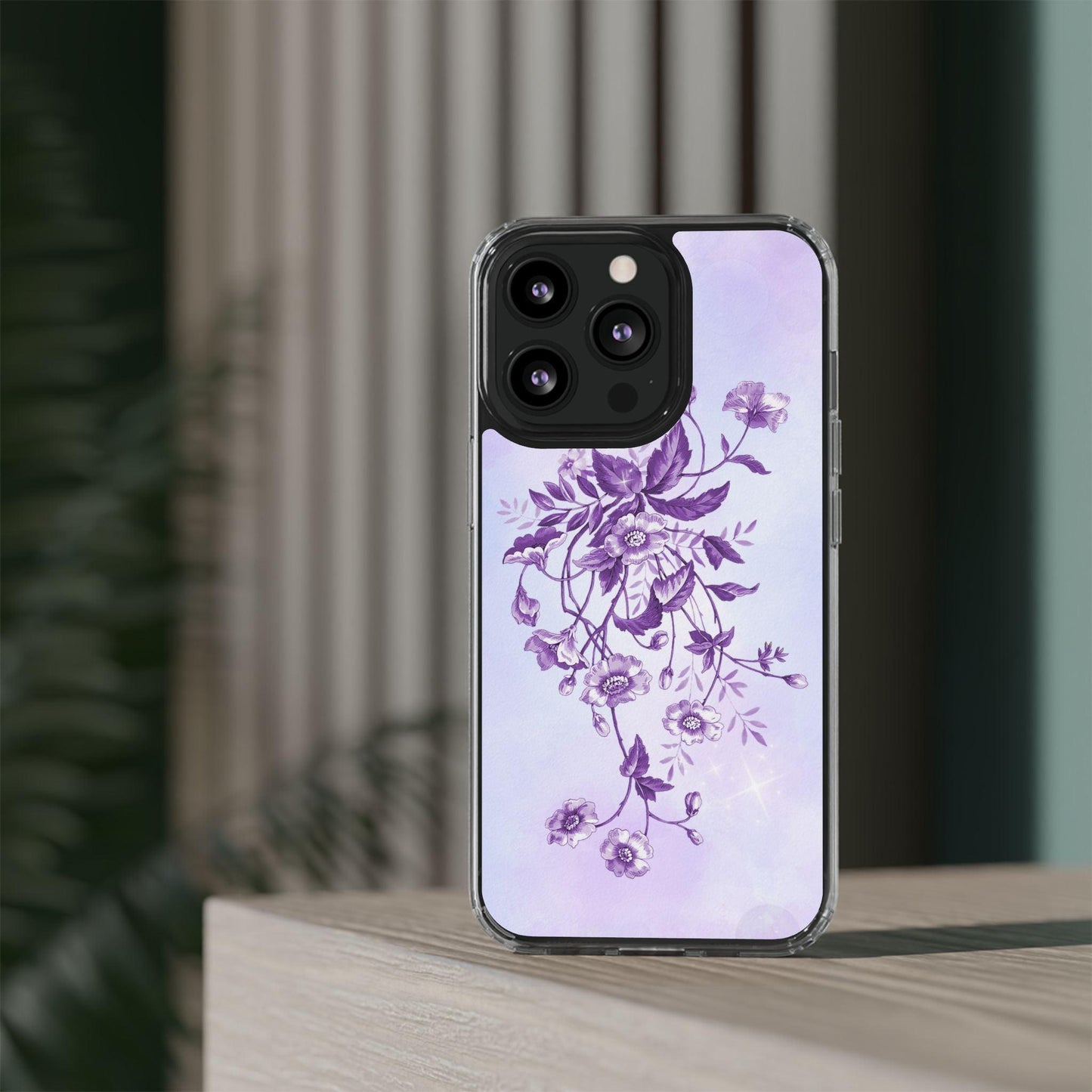 Floral design In Purple Clear Cases - covers4phones