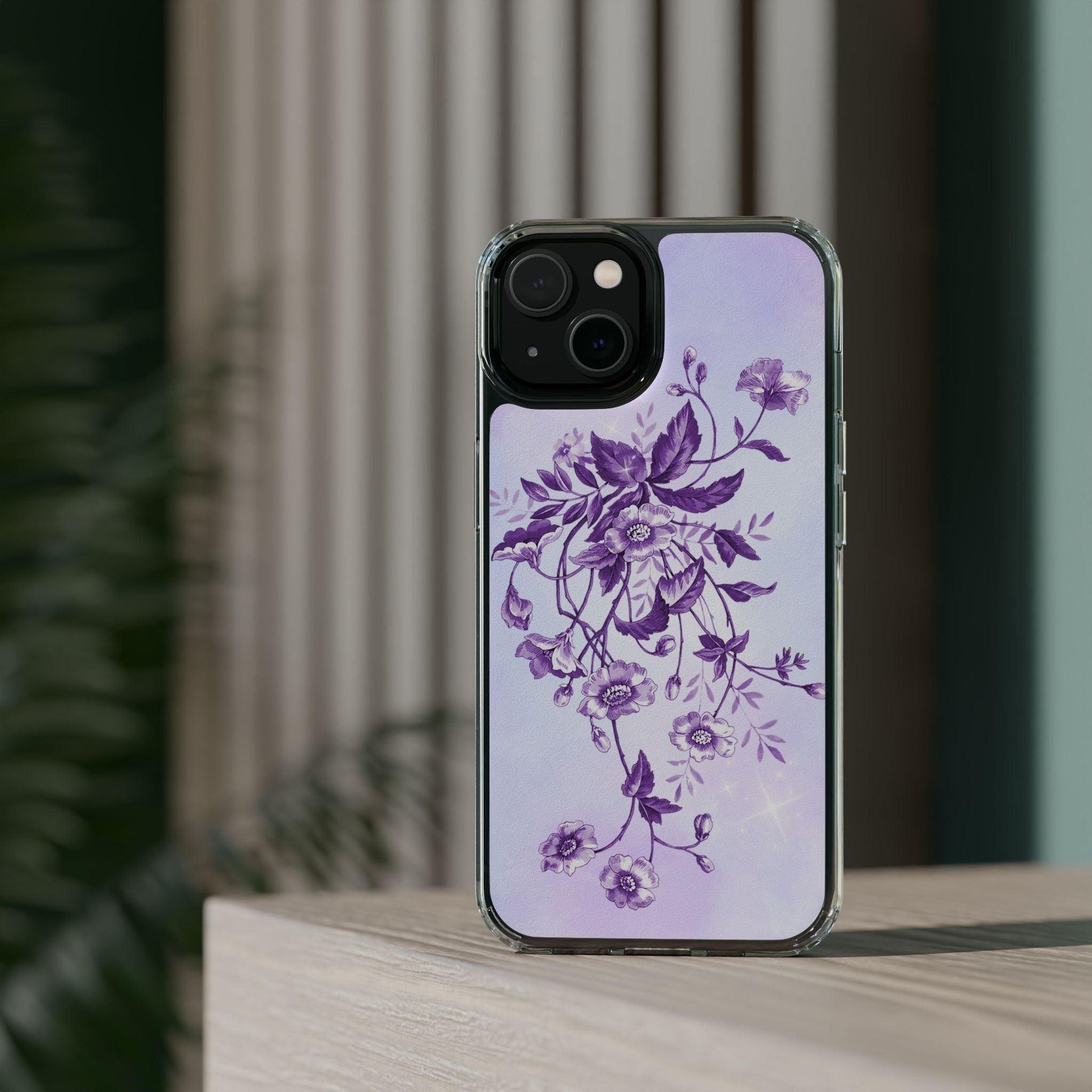 Floral design In Purple Clear Cases - covers4phones