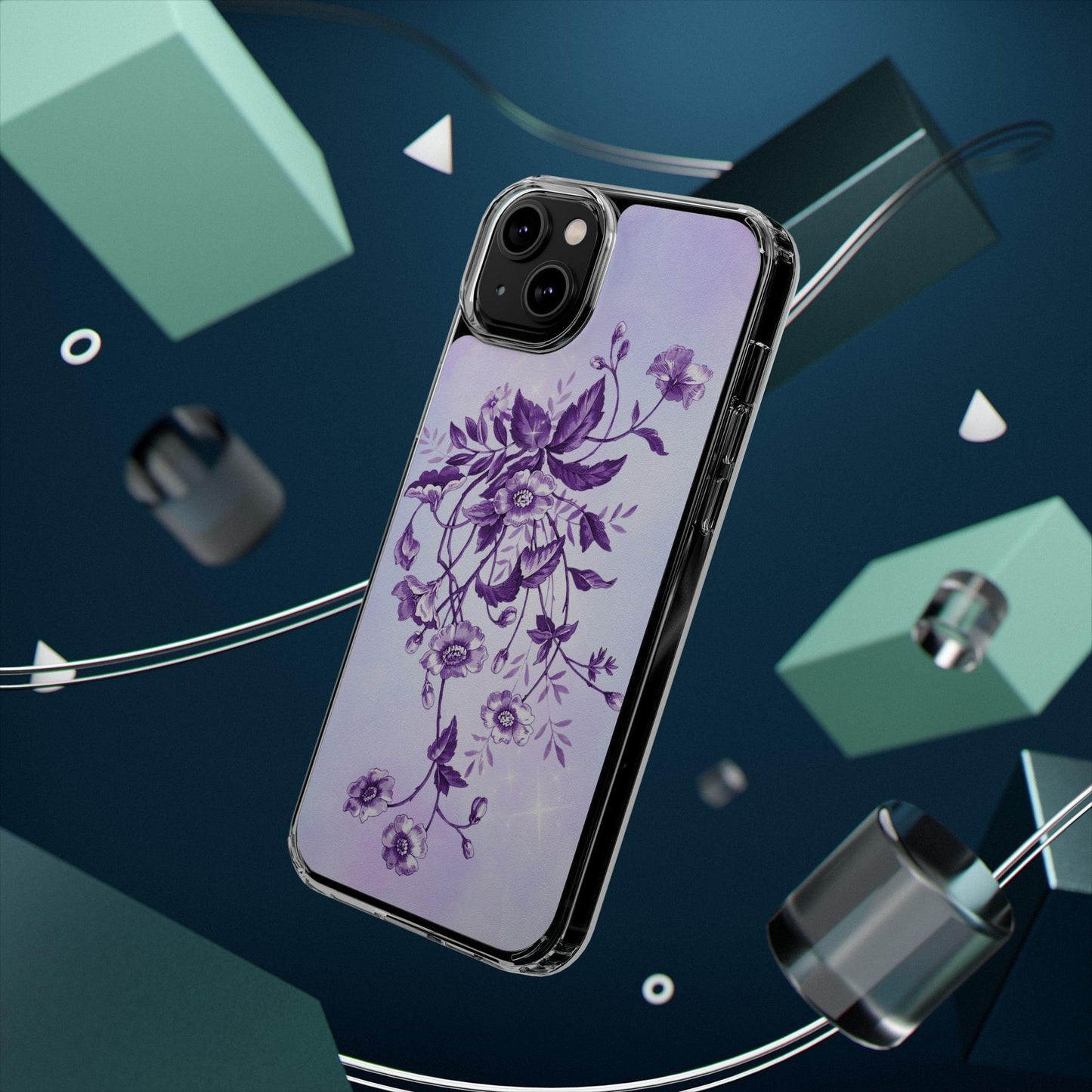 Floral design In Purple Clear Cases - covers4phones