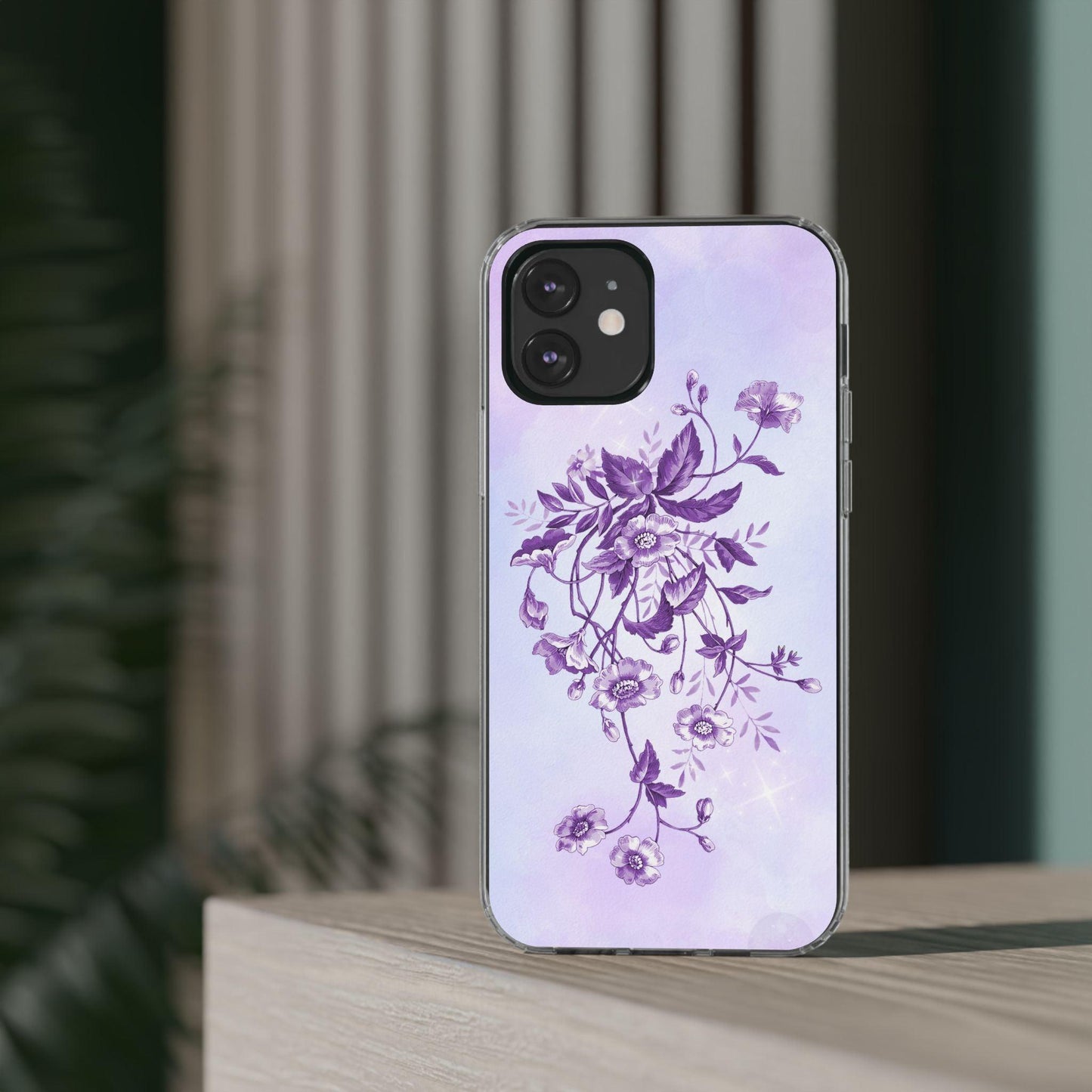 Floral design In Purple Clear Cases - covers4phones