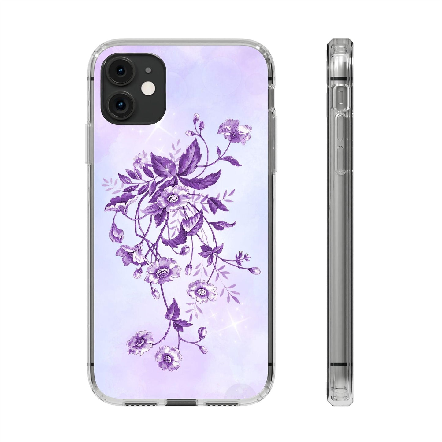 Floral design In Purple Clear Cases - covers4phones