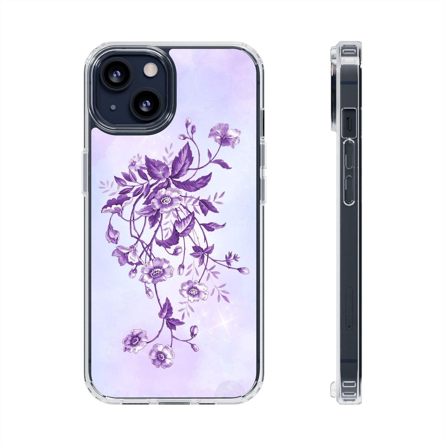 Floral design In Purple Clear Cases - covers4phones