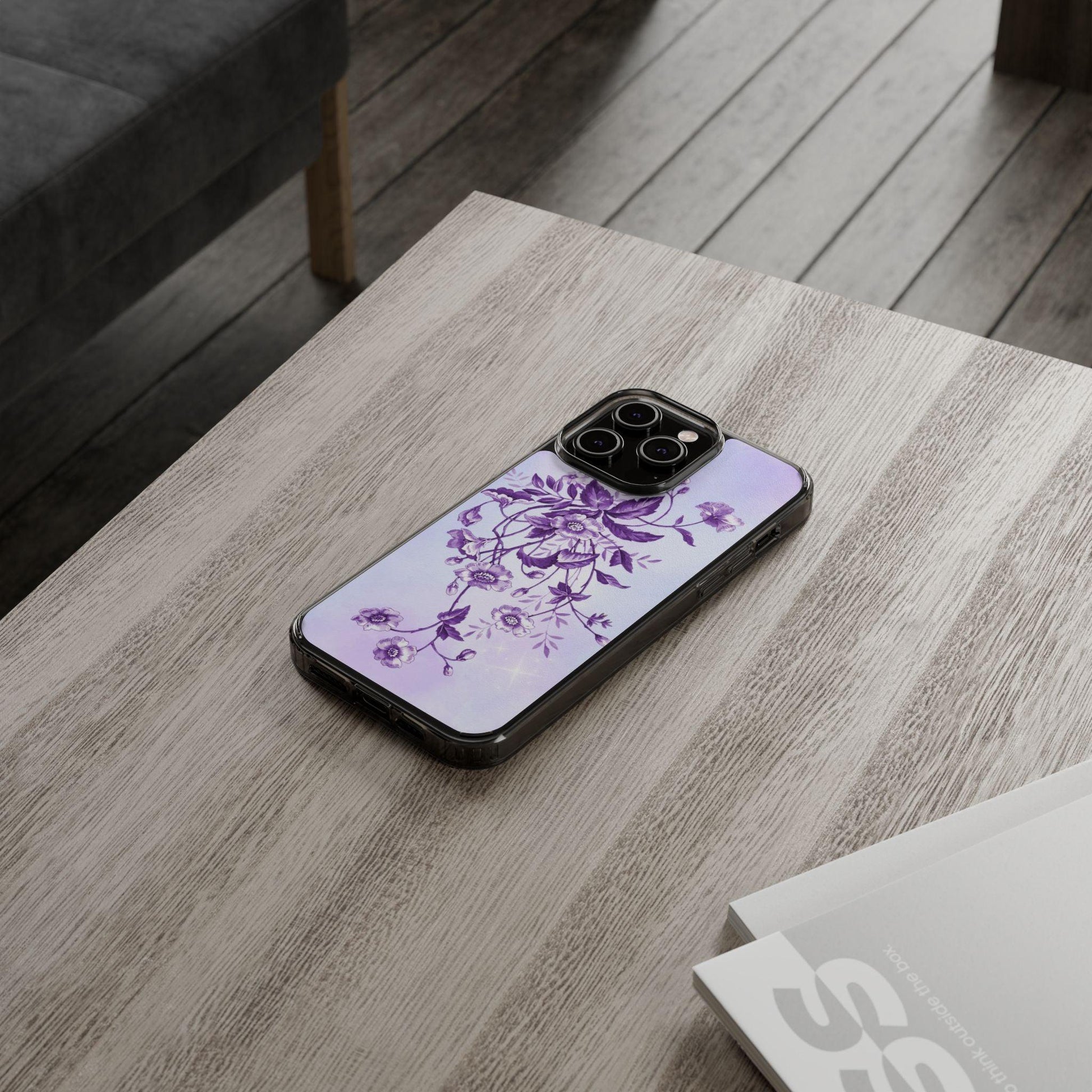 Floral design In Purple Clear Cases - covers4phones