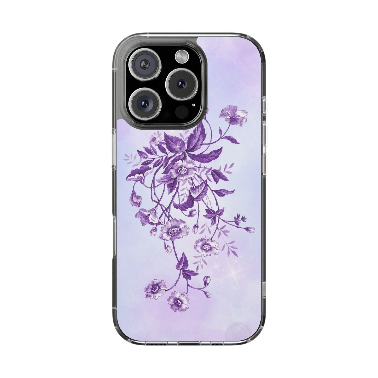 Floral design In Purple Clear Cases - covers4phones