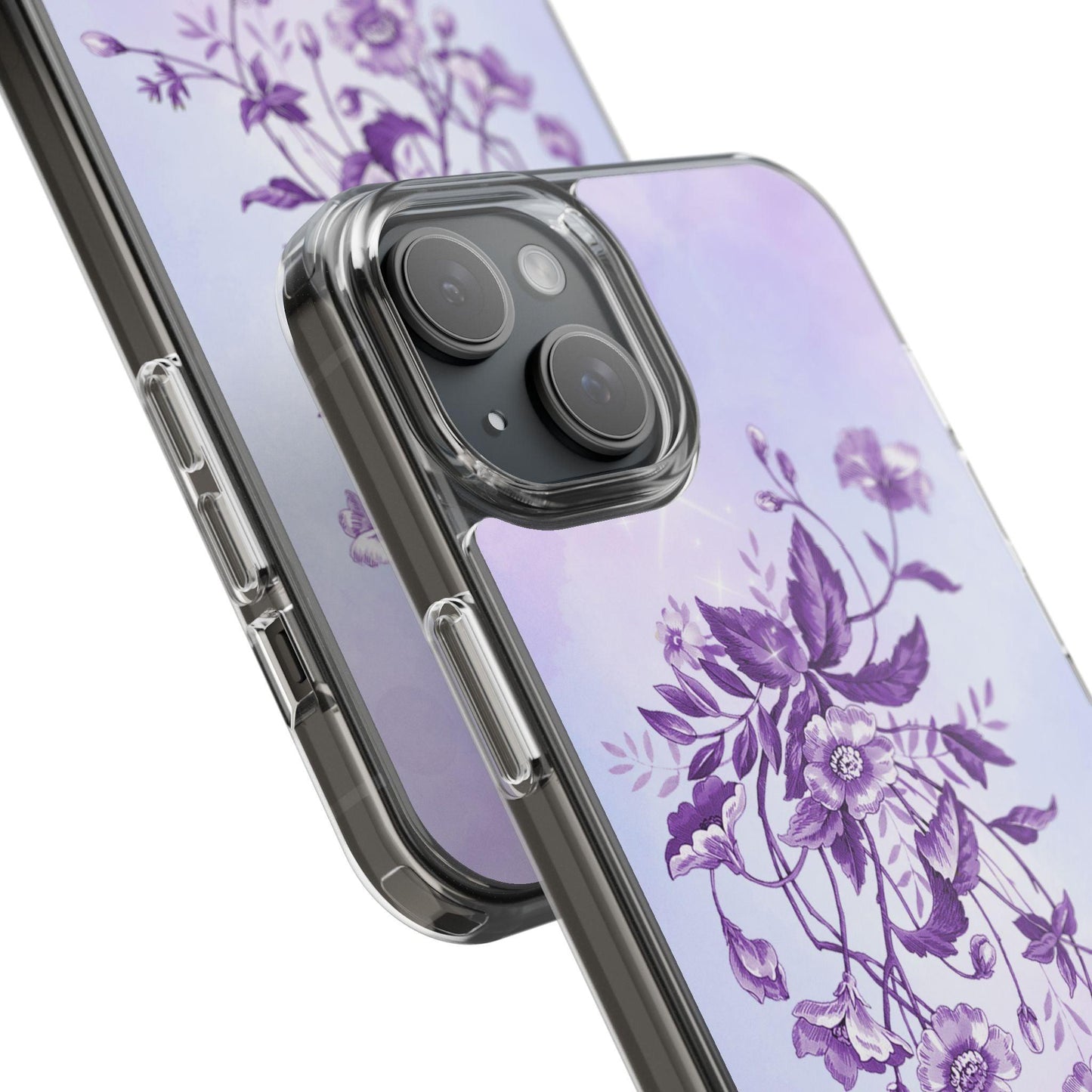 Floral design In Purple Clear Cases - covers4phones