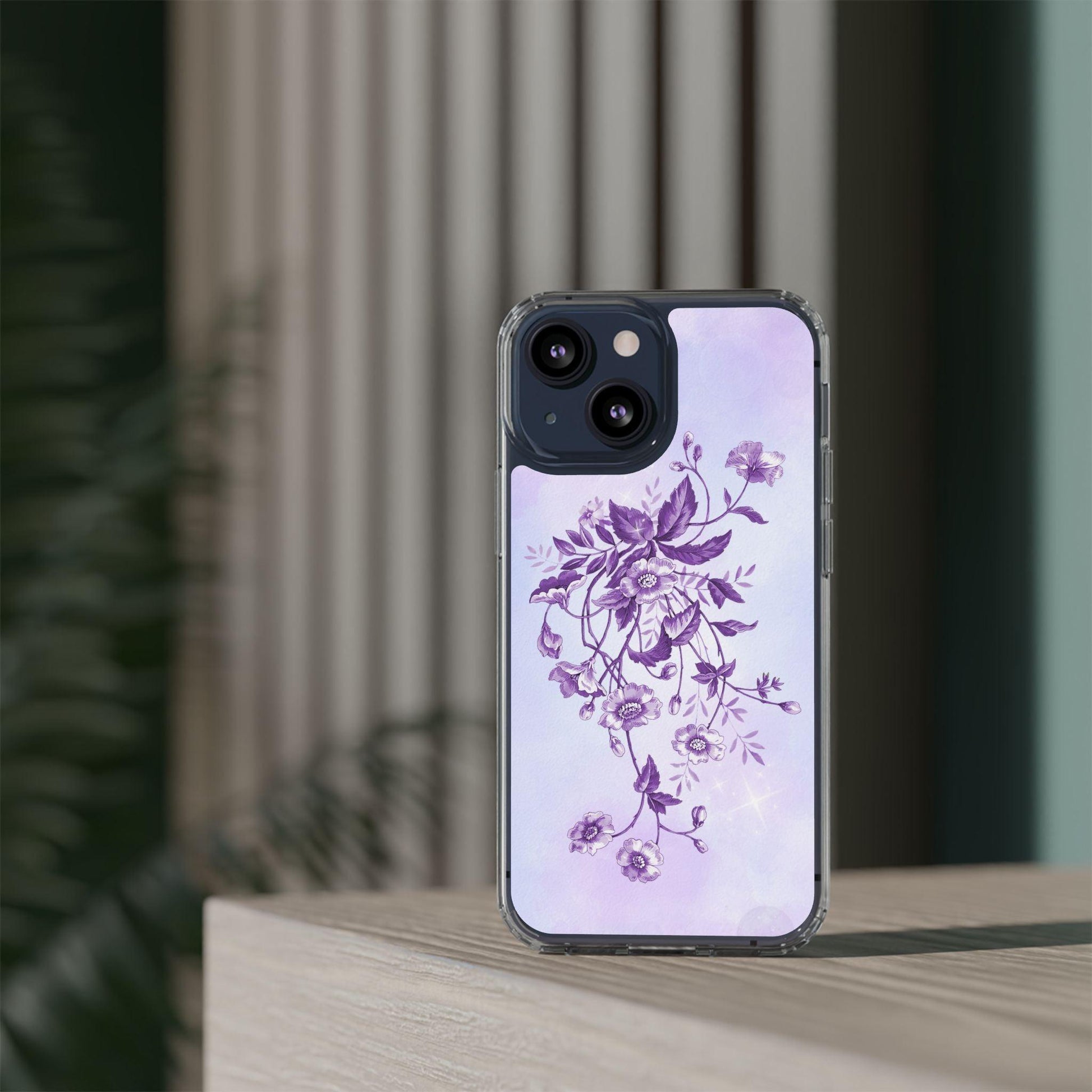 Floral design In Purple Clear Cases - covers4phones