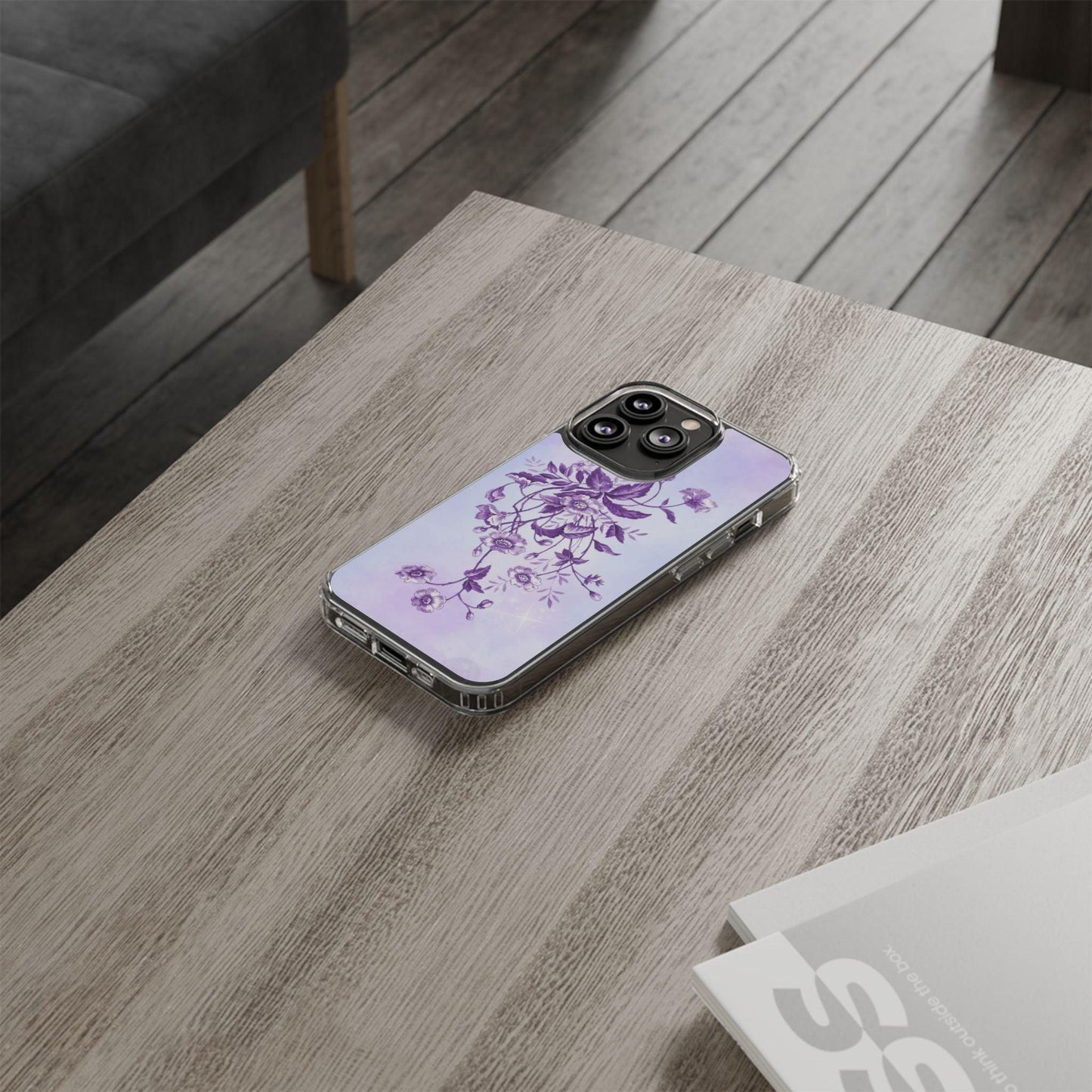 Floral design In Purple Clear Cases - covers4phones