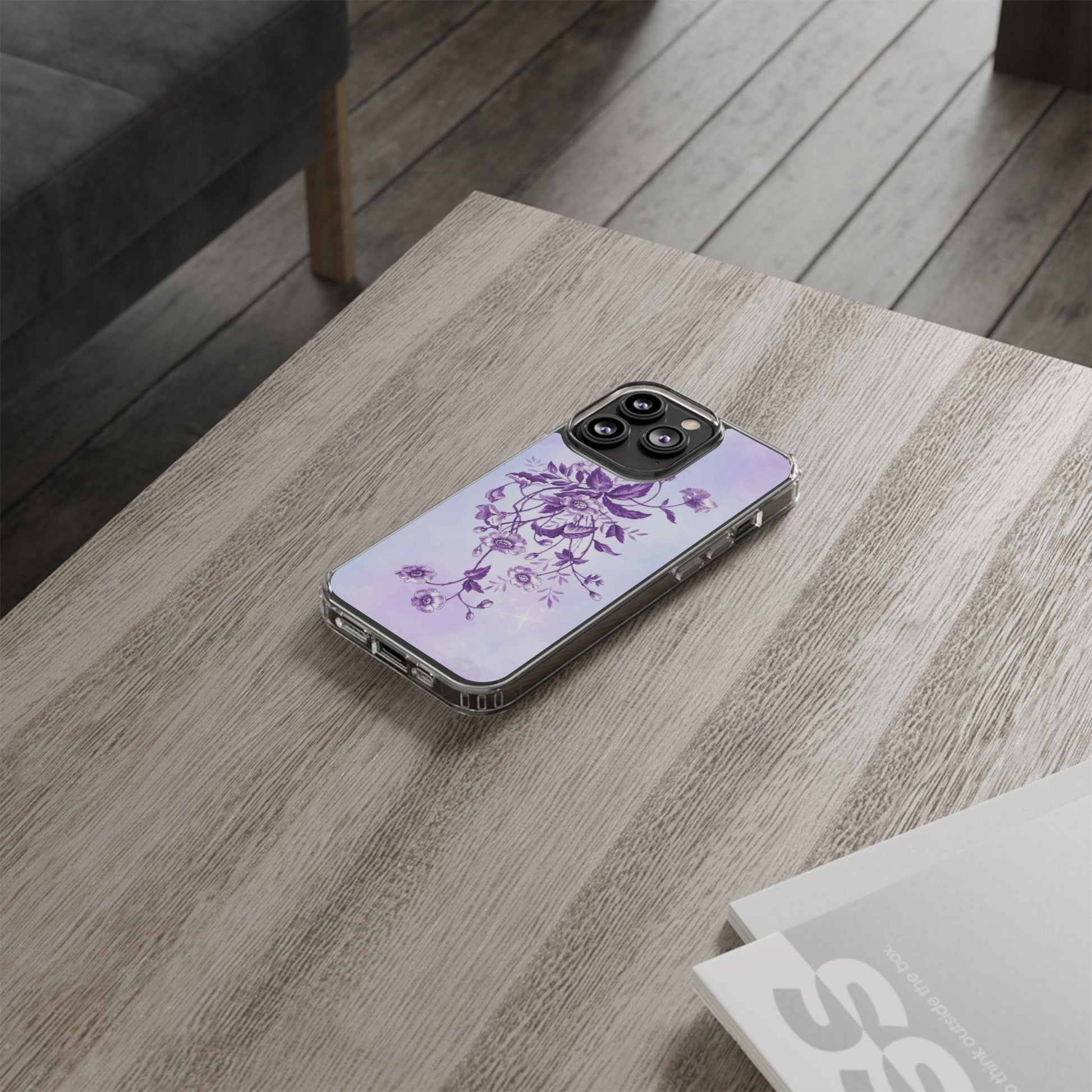 Floral design In Purple Clear Cases - covers4phones