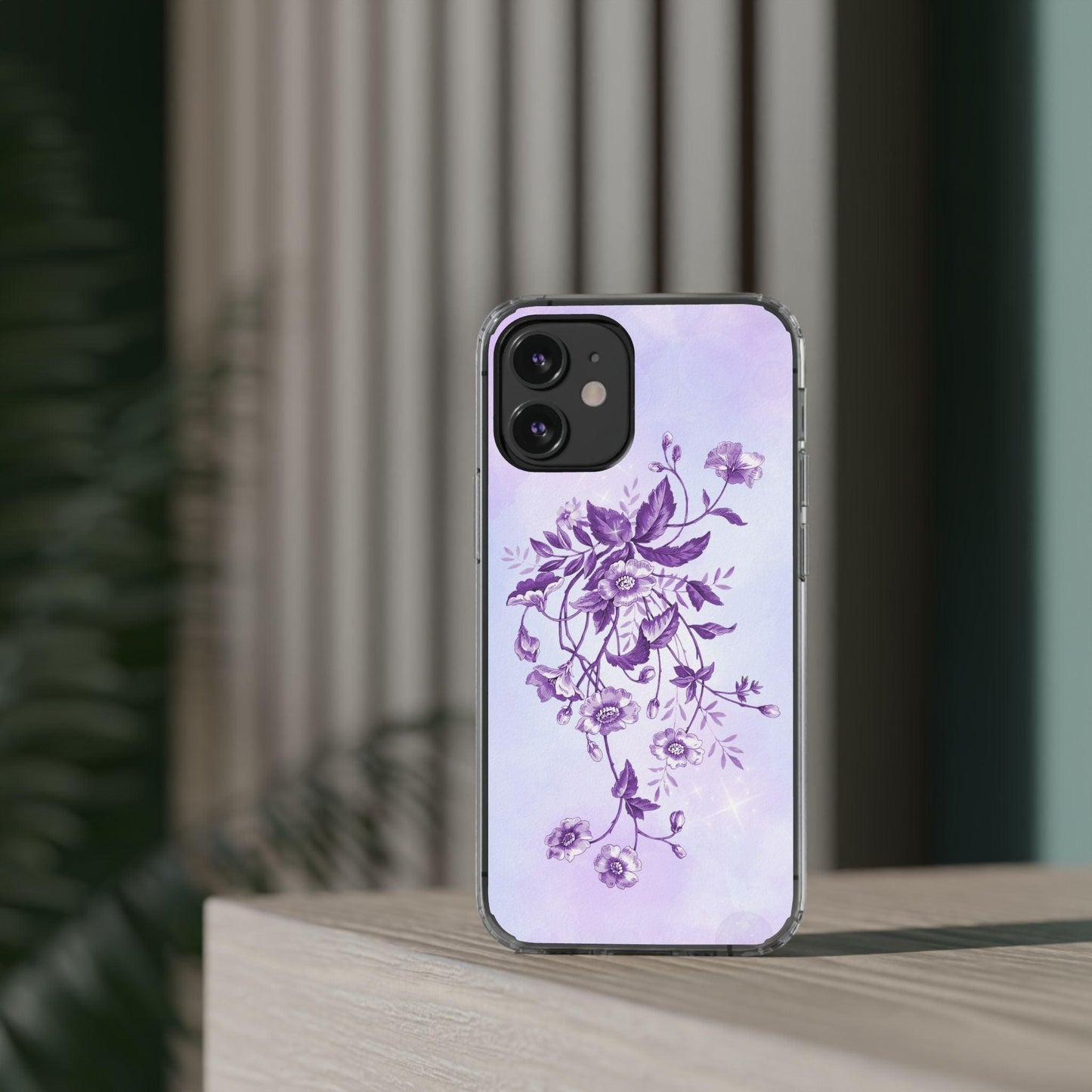 Floral design In Purple Clear Cases - covers4phones