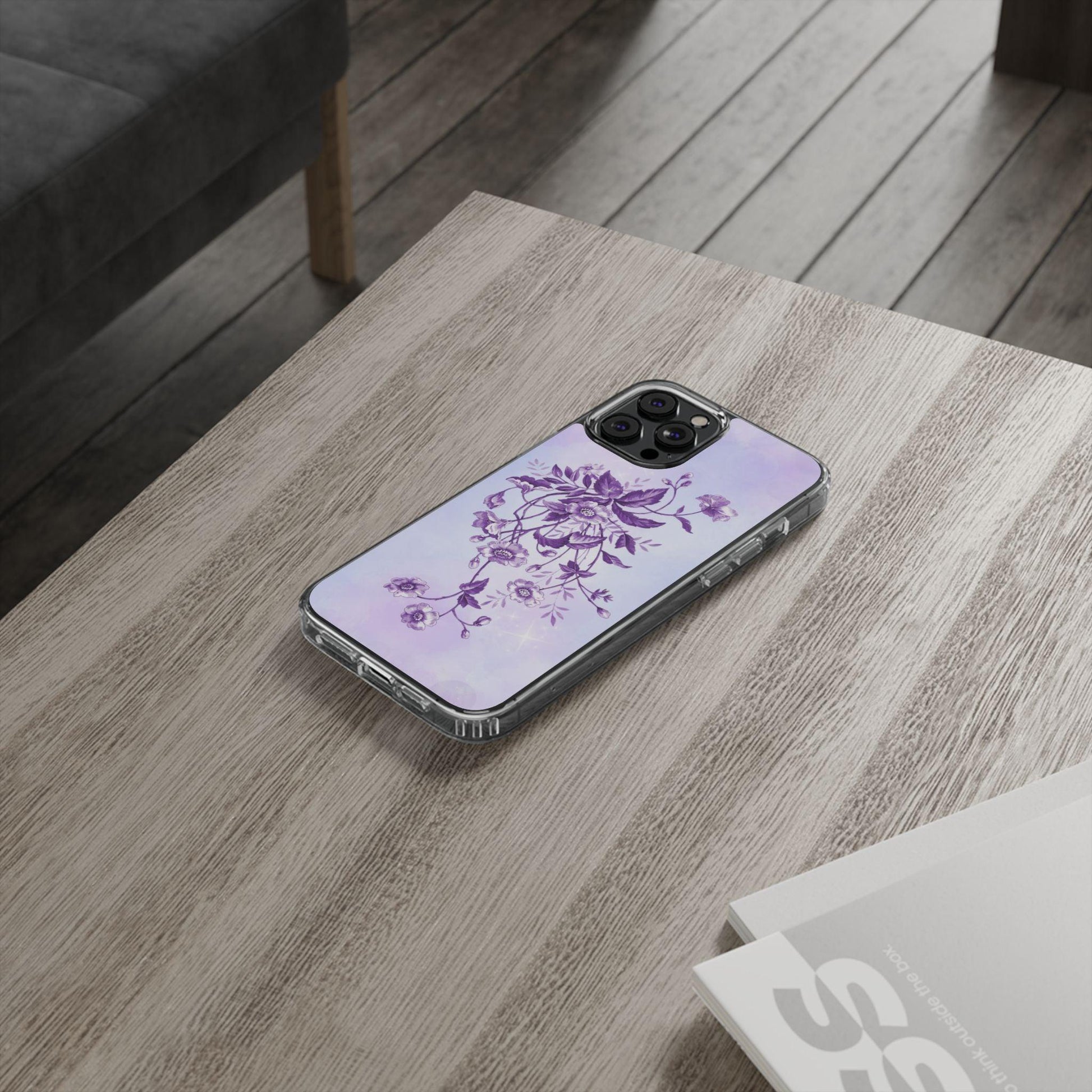 Floral design In Purple Clear Cases - covers4phones