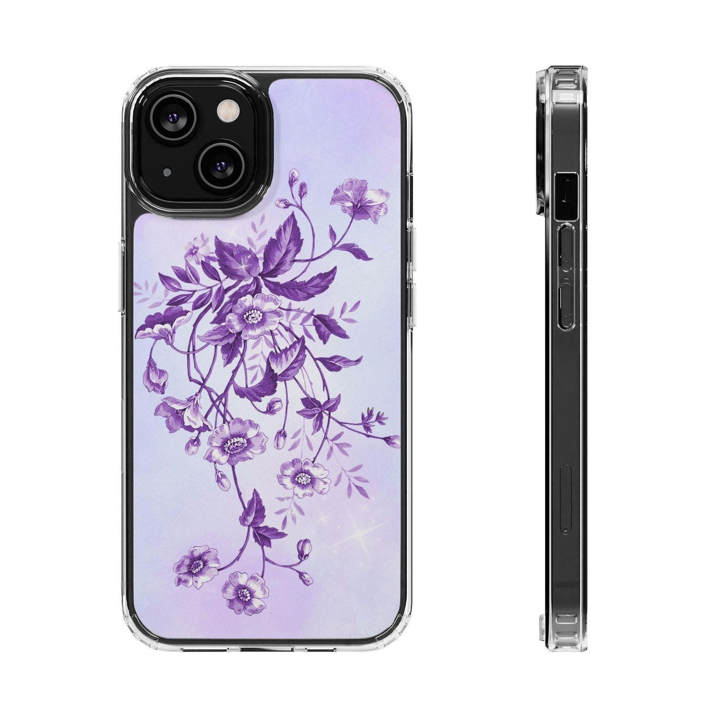 Floral design In Purple Clear Cases - covers4phones