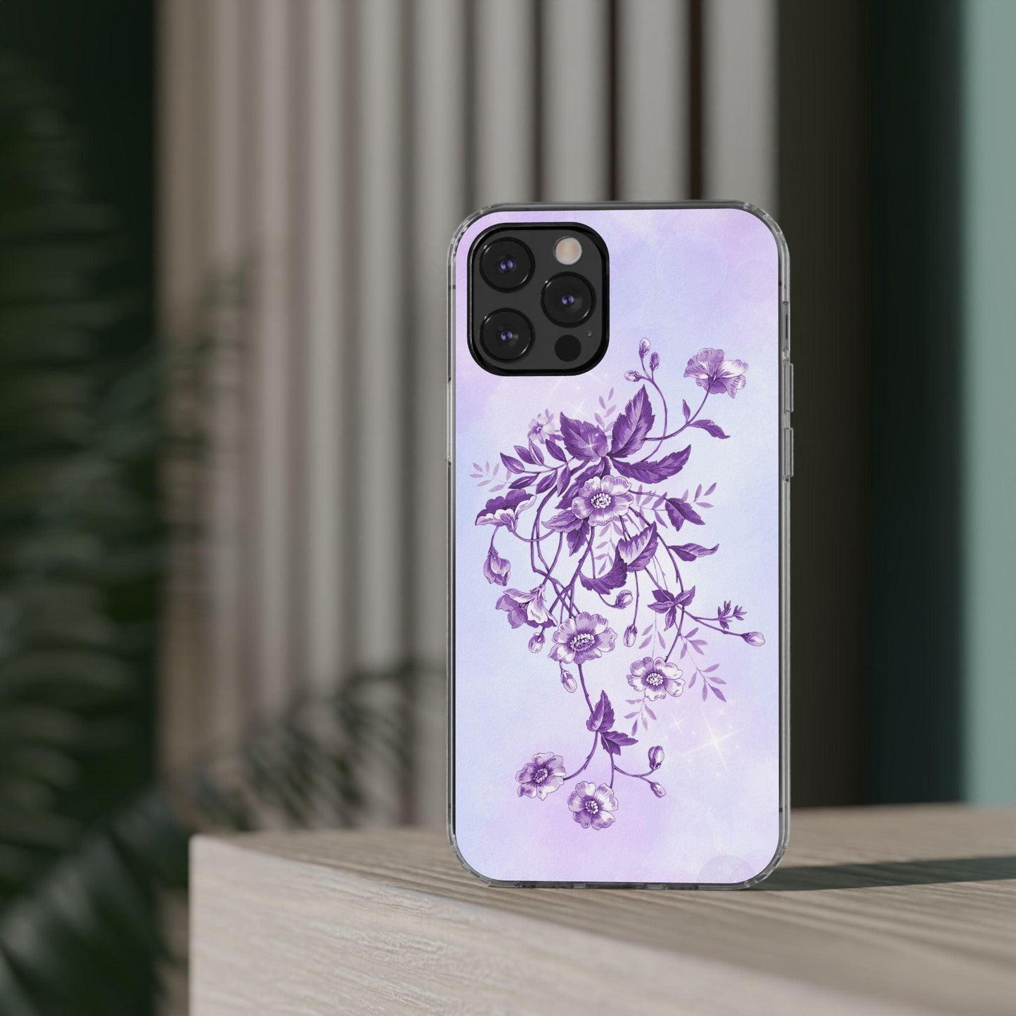 Floral design In Purple Clear Cases - covers4phones