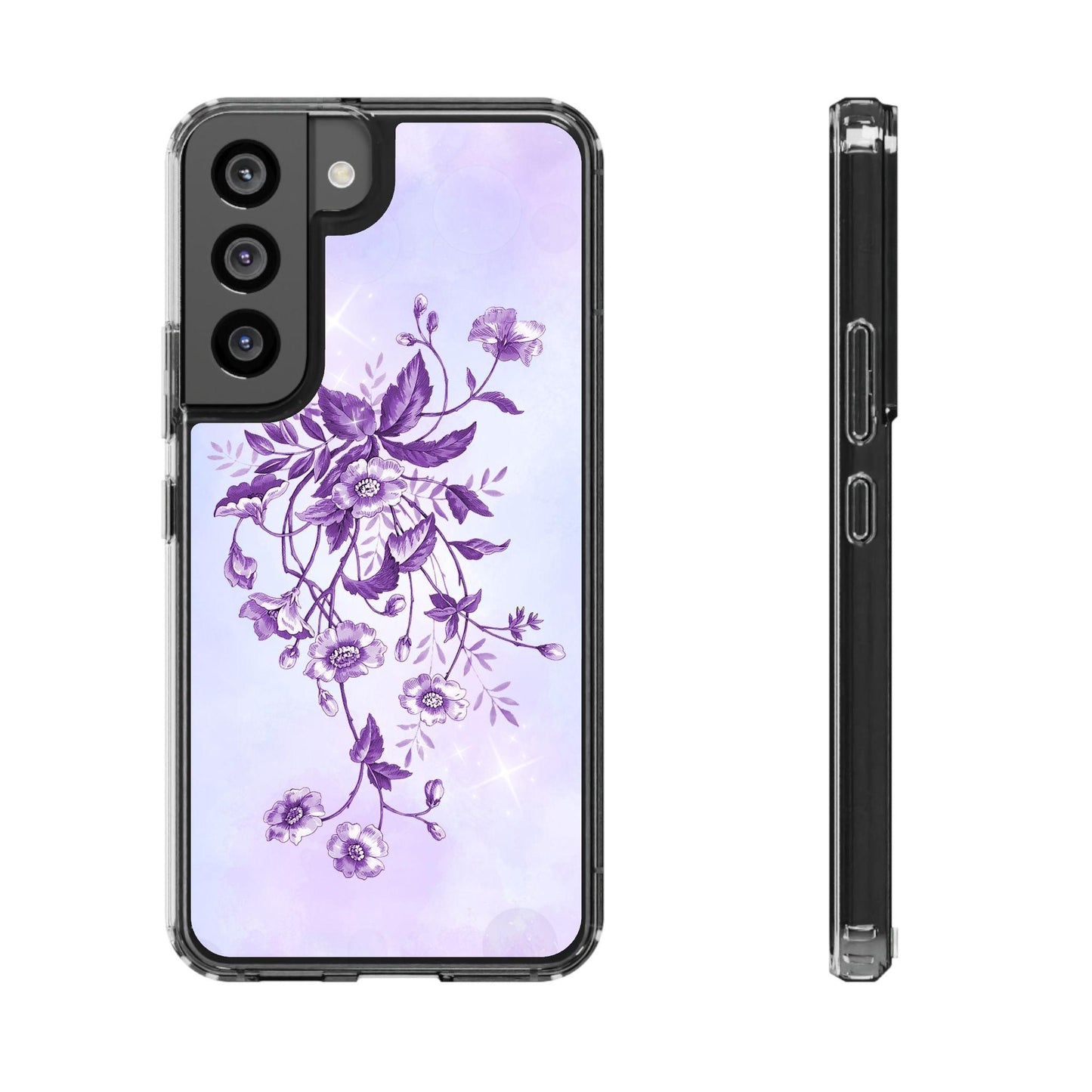 Floral design In Purple Clear Cases - covers4phones