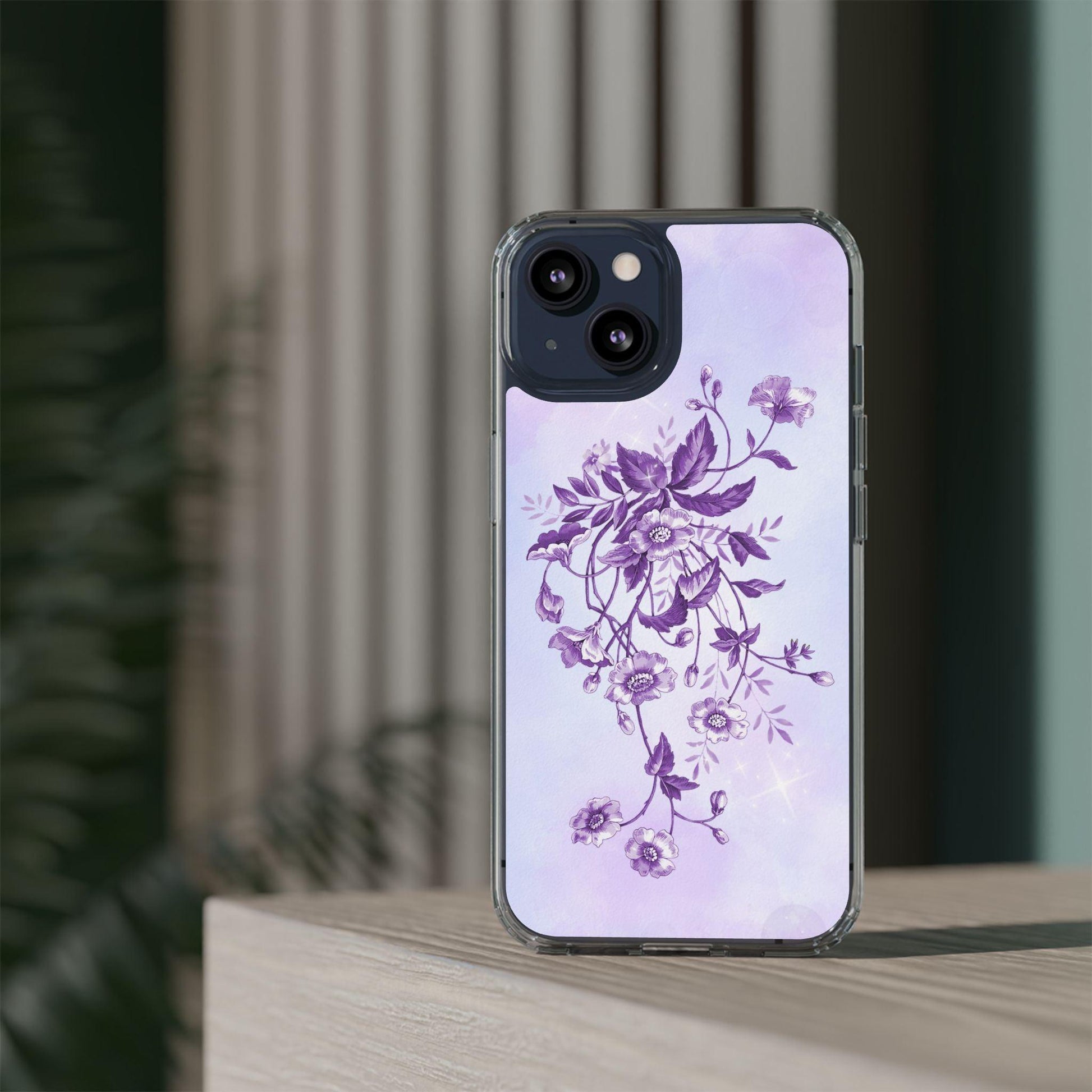 Floral design In Purple Clear Cases - covers4phones