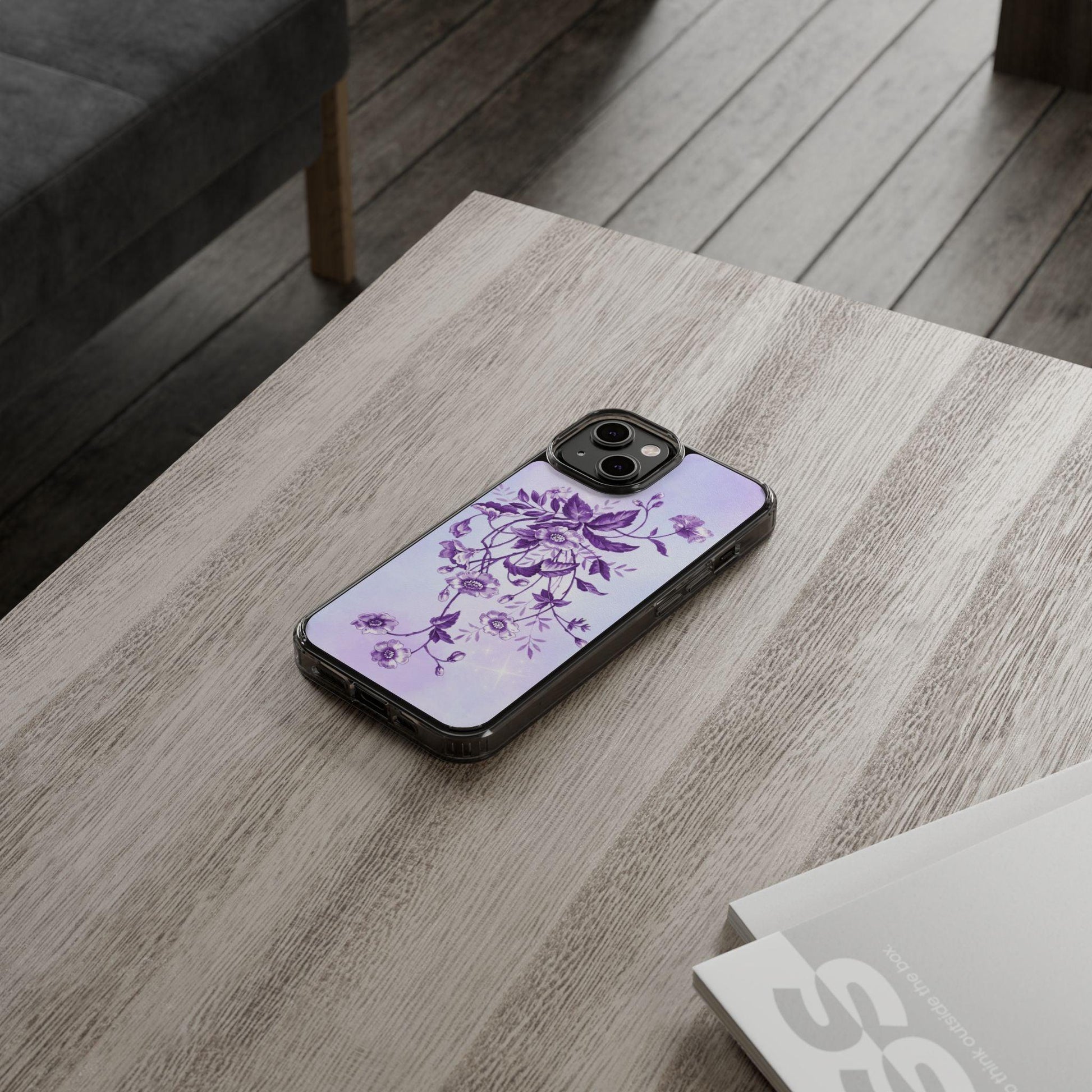 Floral design In Purple Clear Cases - covers4phones