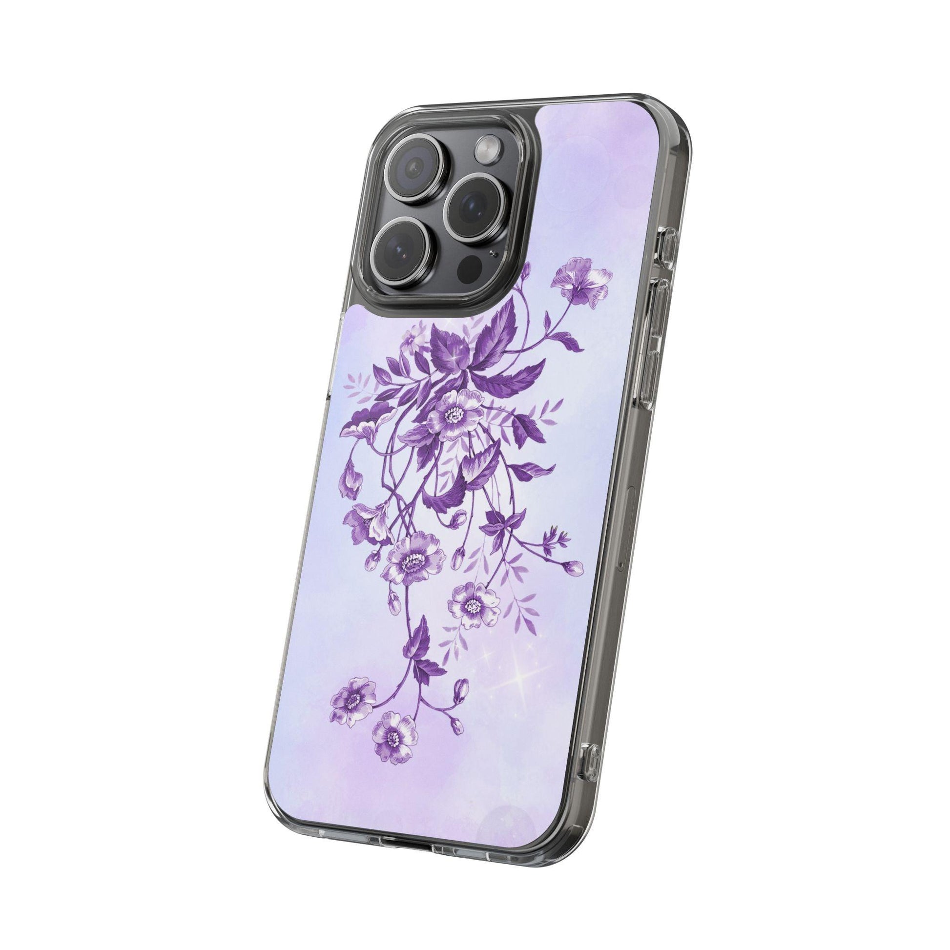 Floral design In Purple Clear Cases - covers4phones