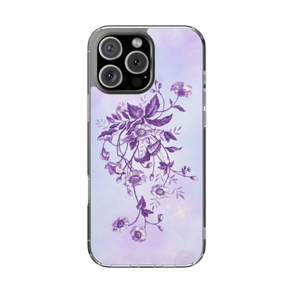 Floral design In Purple Clear Cases - covers4phones