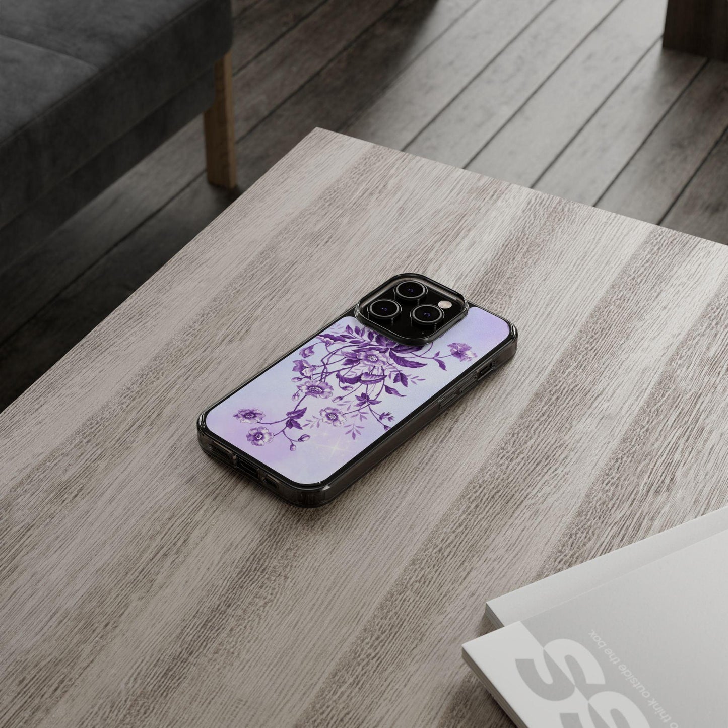 Floral design In Purple Clear Cases - covers4phones