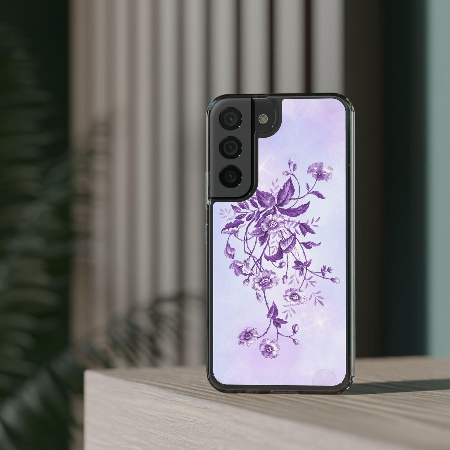 Floral design In Purple Clear Cases - covers4phones