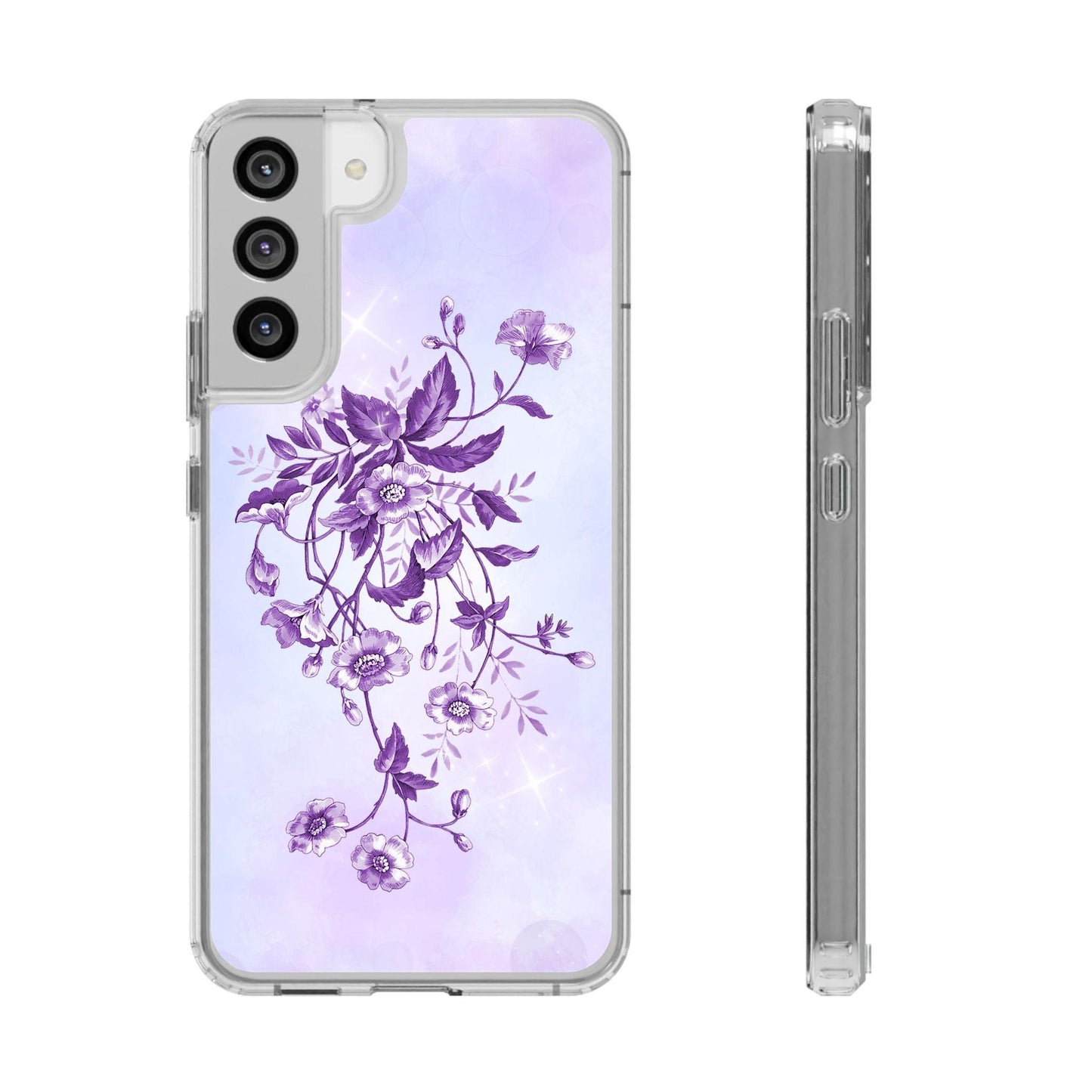 Floral design In Purple Clear Cases - covers4phones